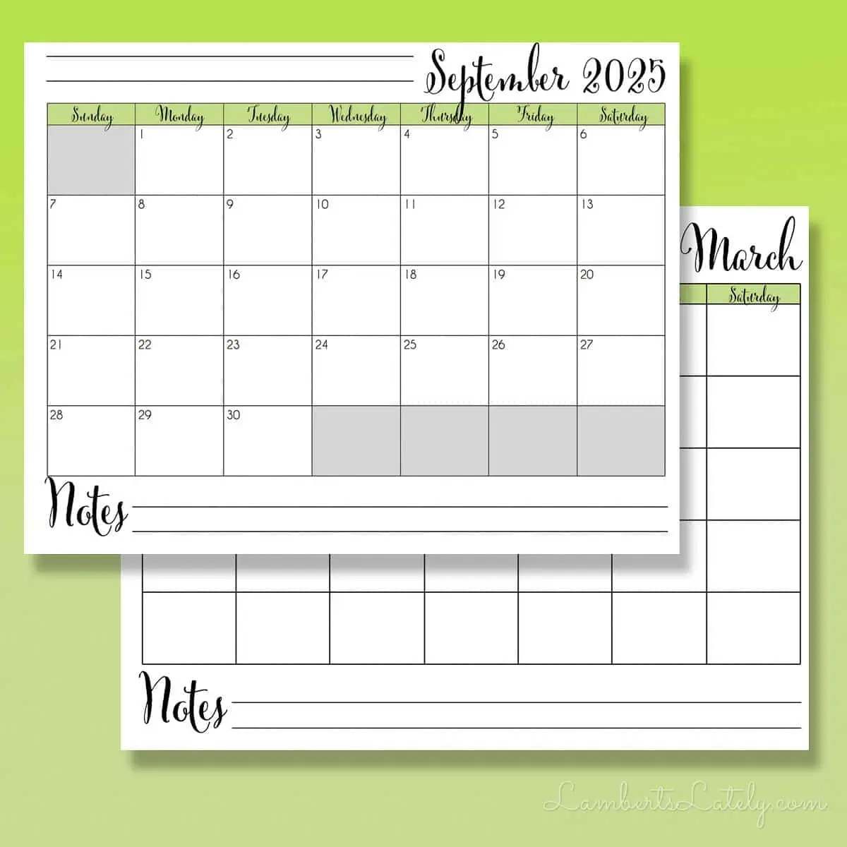 Free Printable Calendar Landscape Format