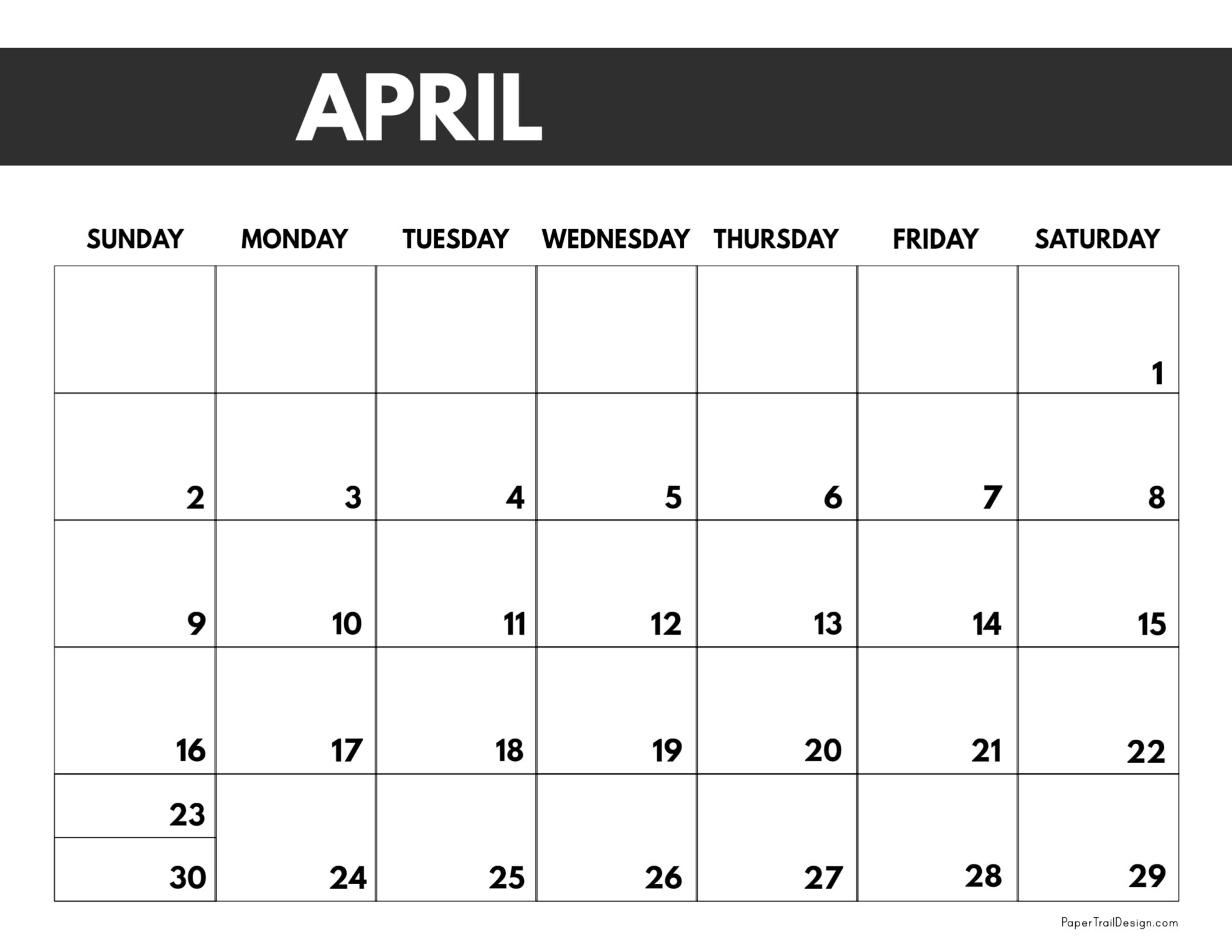 2023 Free Monthly Calendar Templates Paper Trail Design