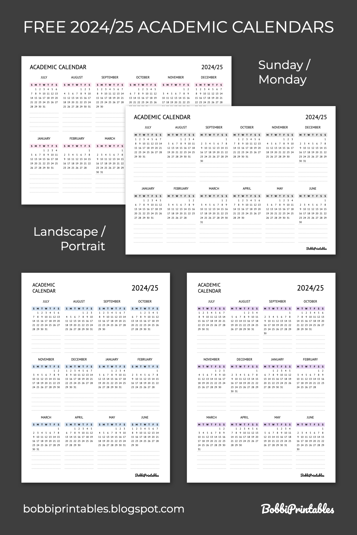 2024 2025 Academic Calendars Free Printable Planner Inserts