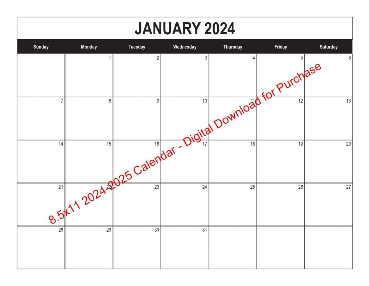2024 2025 Printable Calendar 8 5x11 Digital Download Printable PDF EBay