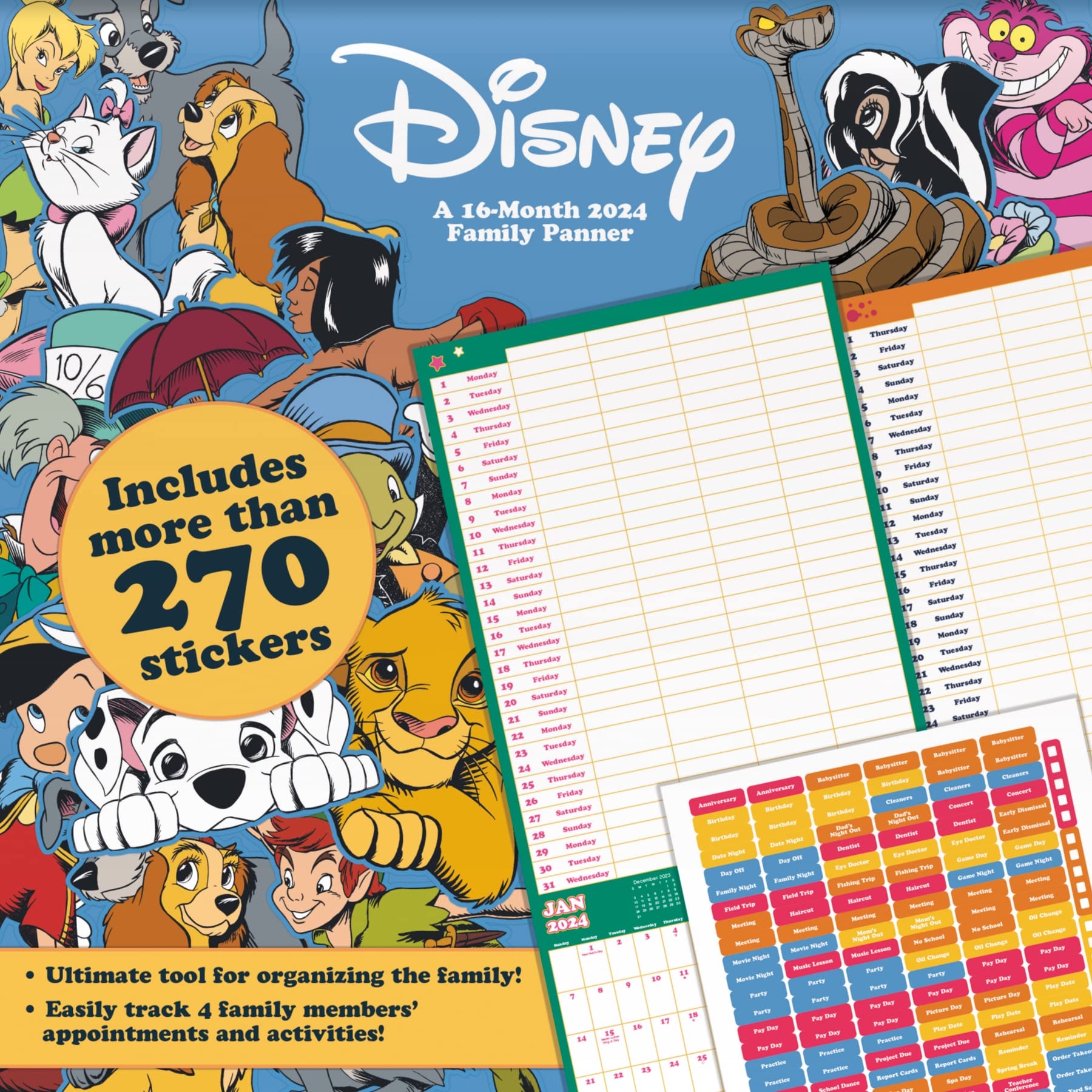 2024 Disney Classics Family Planner Wall Calendar With Reminder Stickers Trends International 9781438897271 Amazon Books