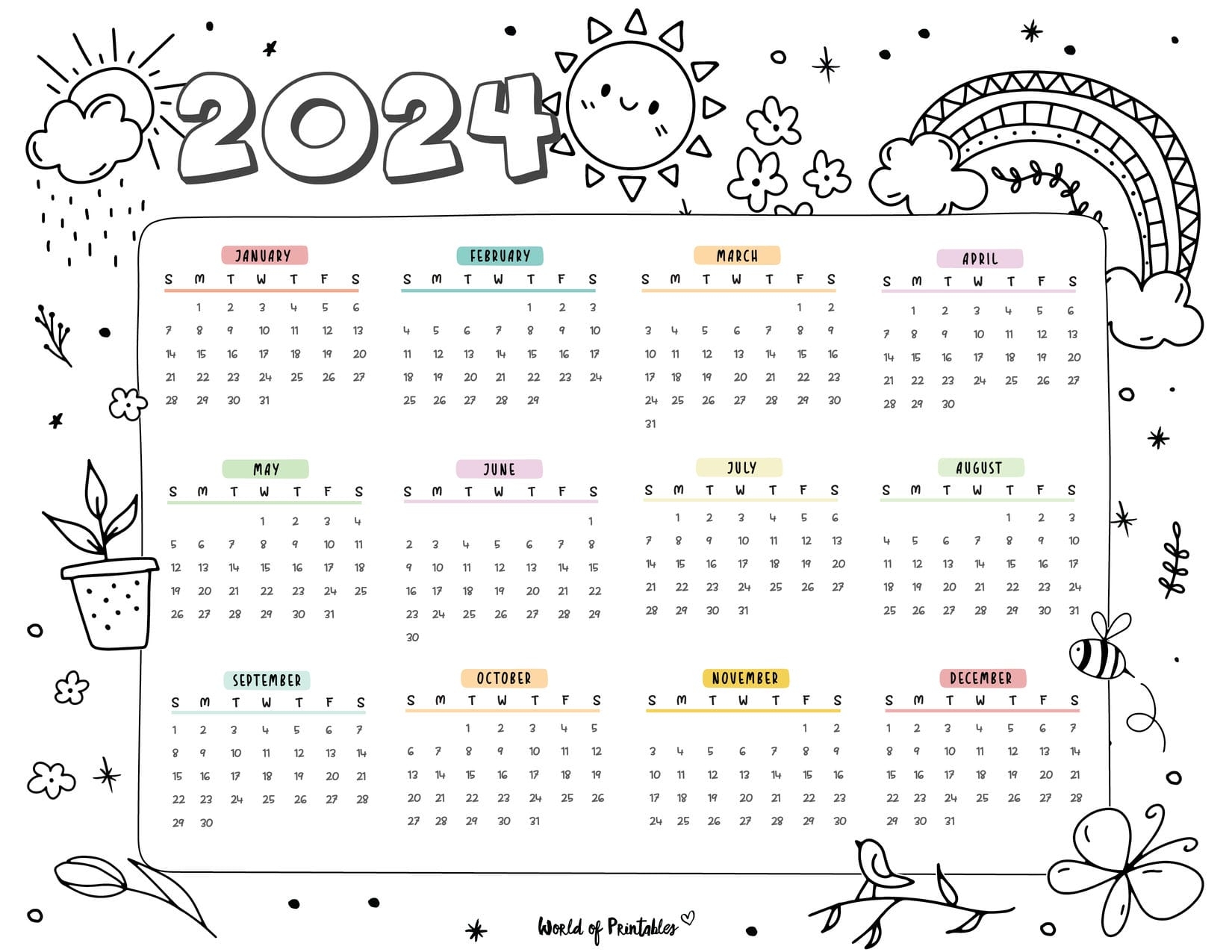 2024 Year Calendars 70 Best Printables World Of Printables