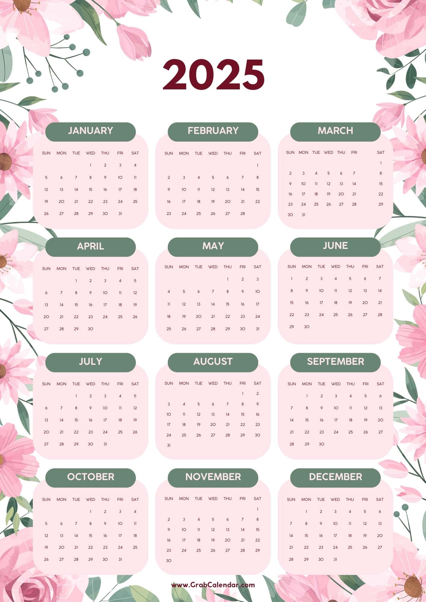 Printable Calendars With Holidays 2025