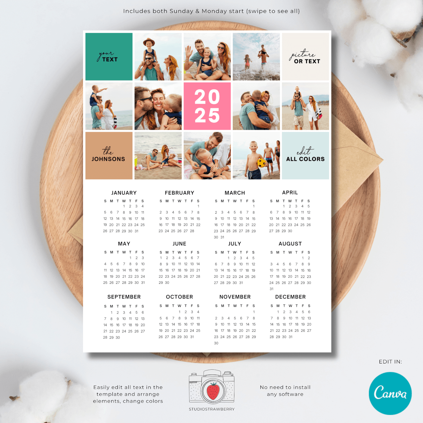 One Page Printable 2025 Calendar