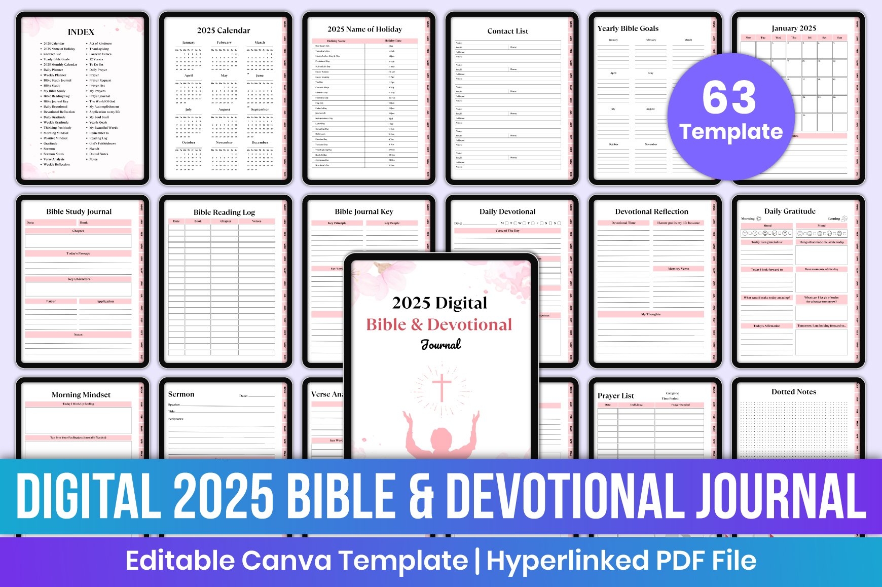 2025 Digital Bible Devotional Journal Canva Template
