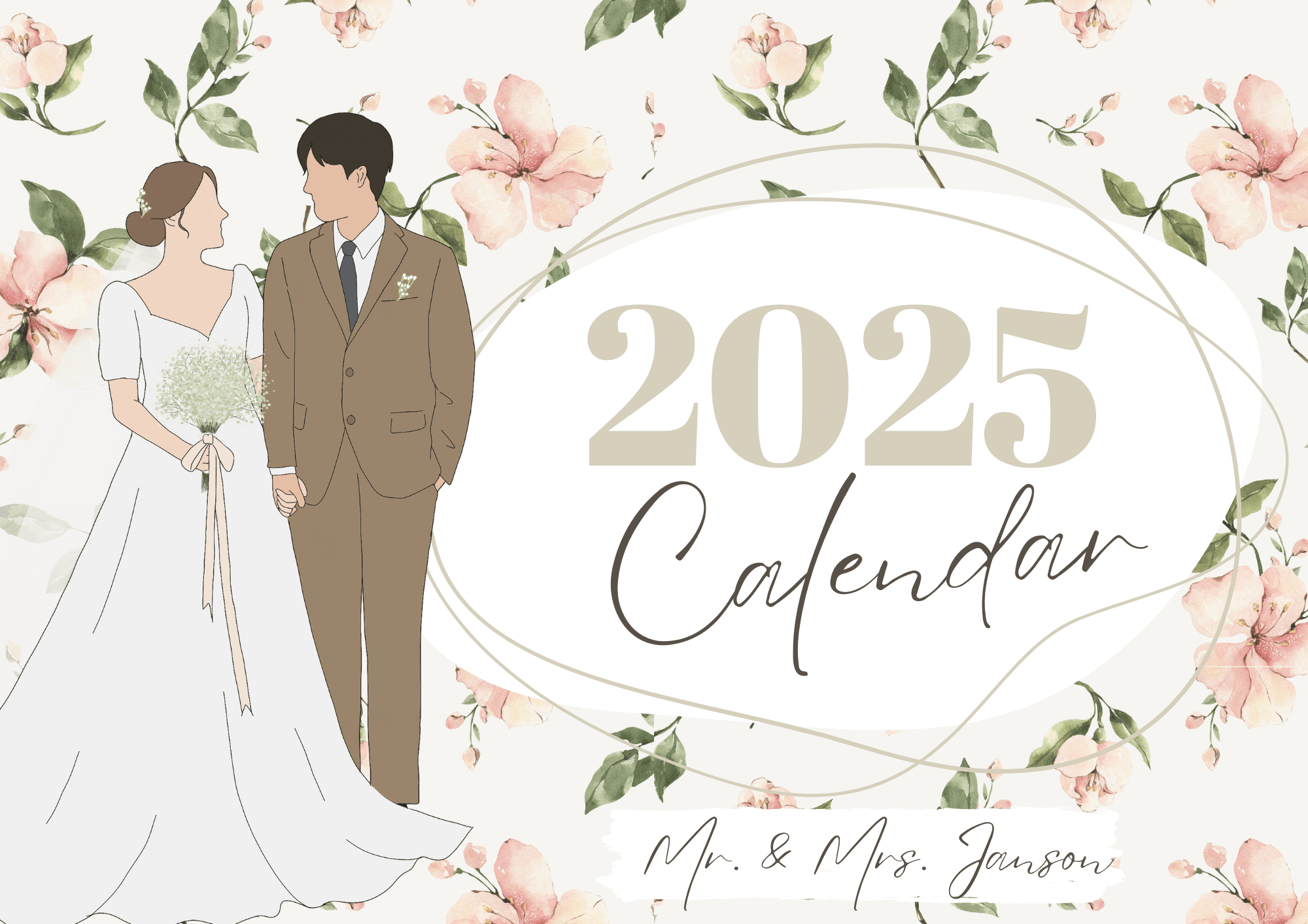2025 Floral Wall Calendar For Wedding By Lucresialqs Raket PH