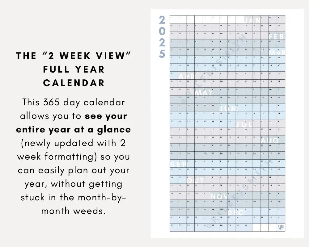 2025 Full Year Calendar 2 Week View Year Planner Digital Download School Calendar 2024 Year Poster Academic Planner Etsy