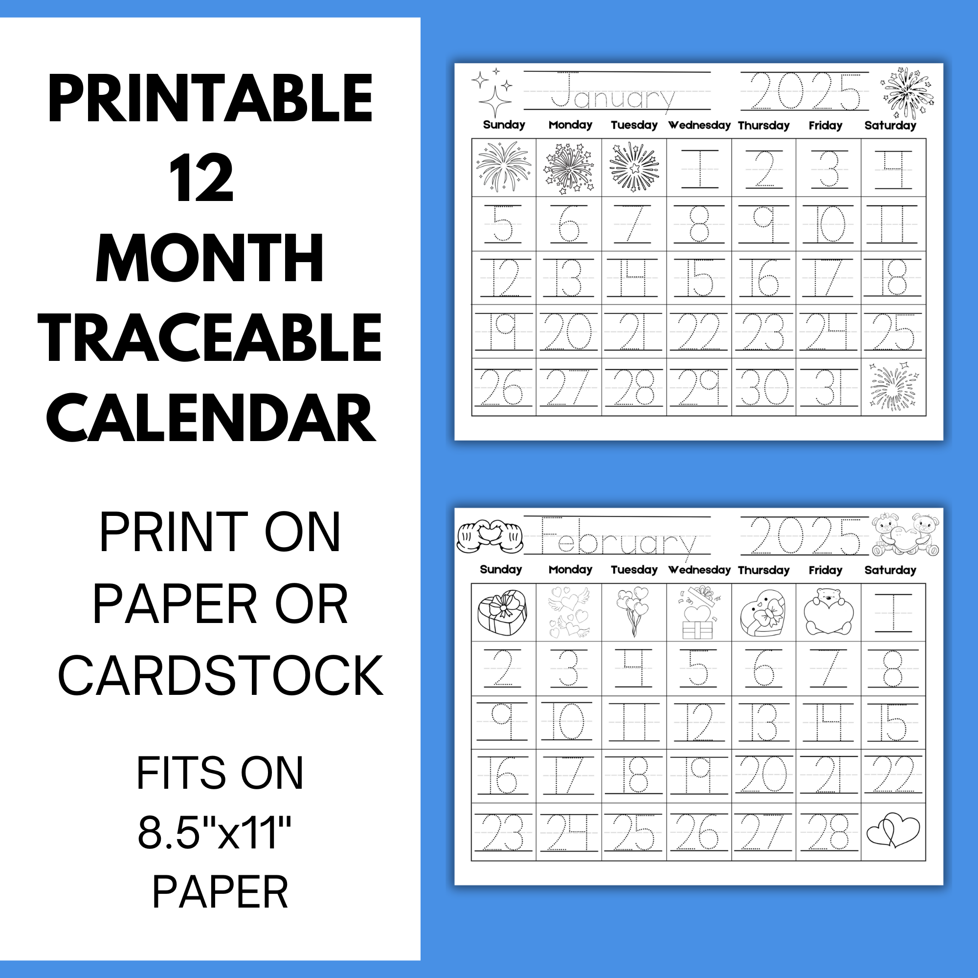 Printable Calendar 85x11 2025