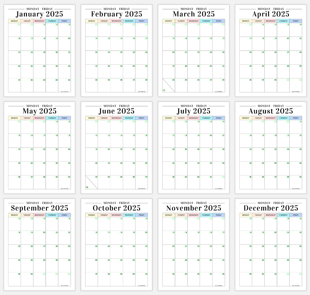 Printable Monday To Friday Calendar