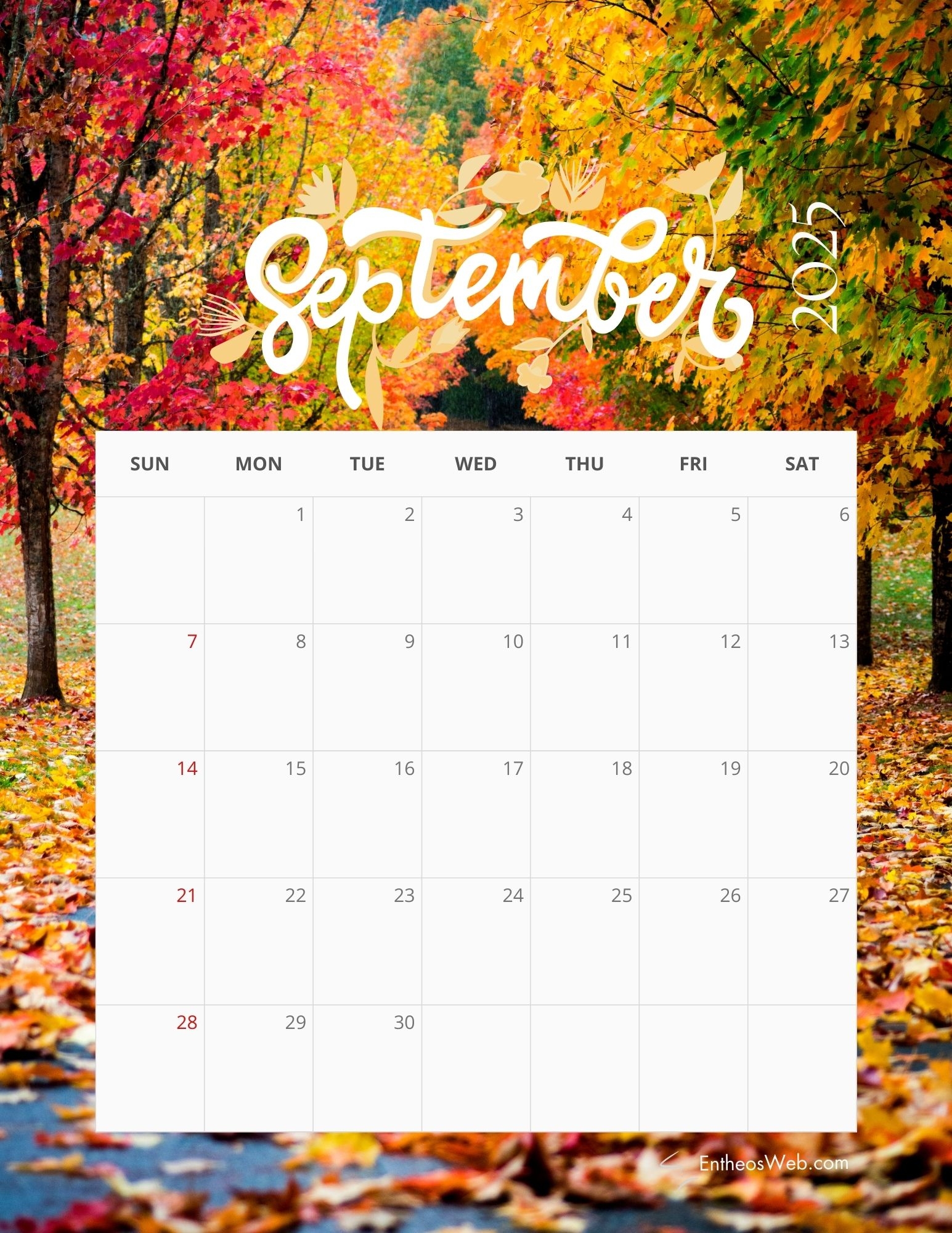 Free Printable September 2025 Calendar Pdf
