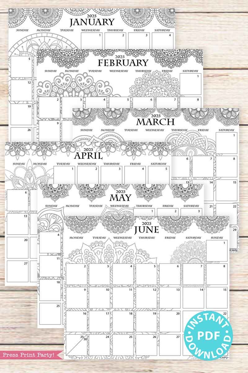 2025 Monthly Calendars For Bullet Journals Or Binders Mandala 2025 Monthly Calendars For Bullet Journals Or Binders Mandala