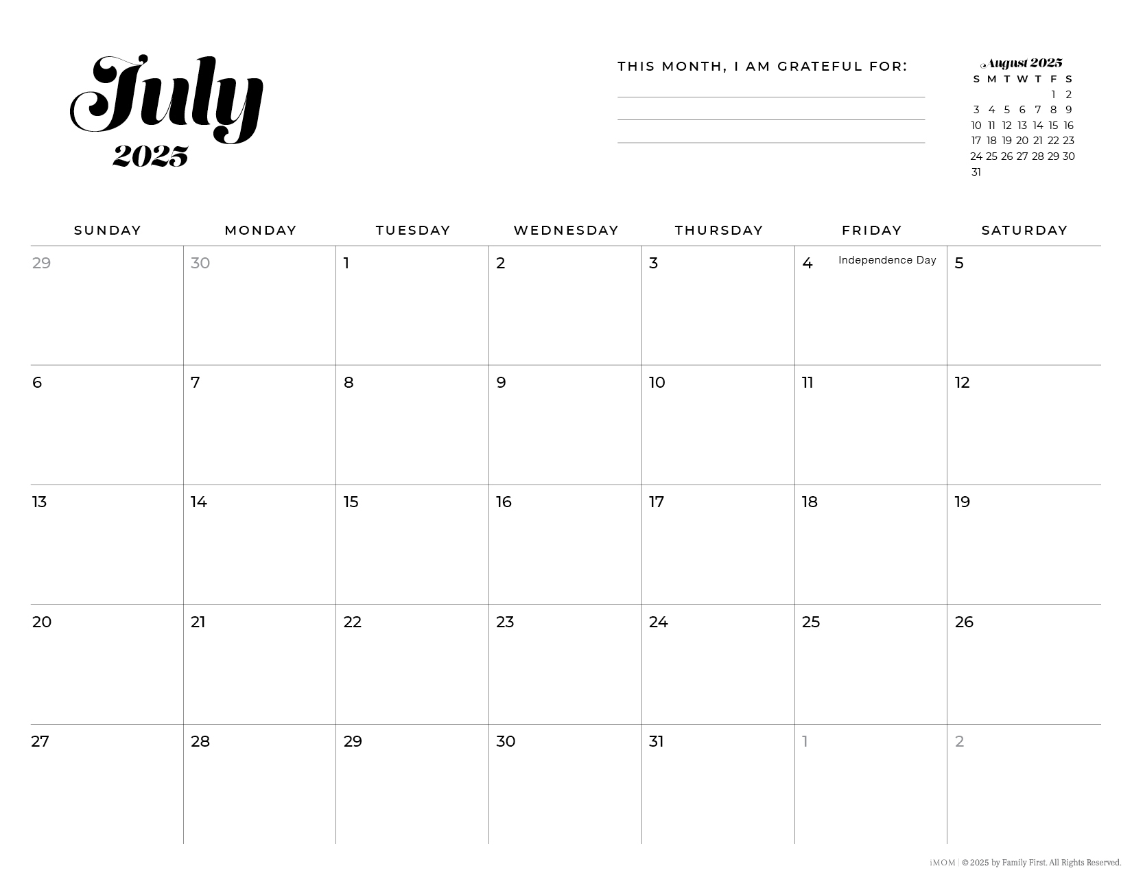 2025 Printable Calendars Free Printable Calendar Designs IMOM