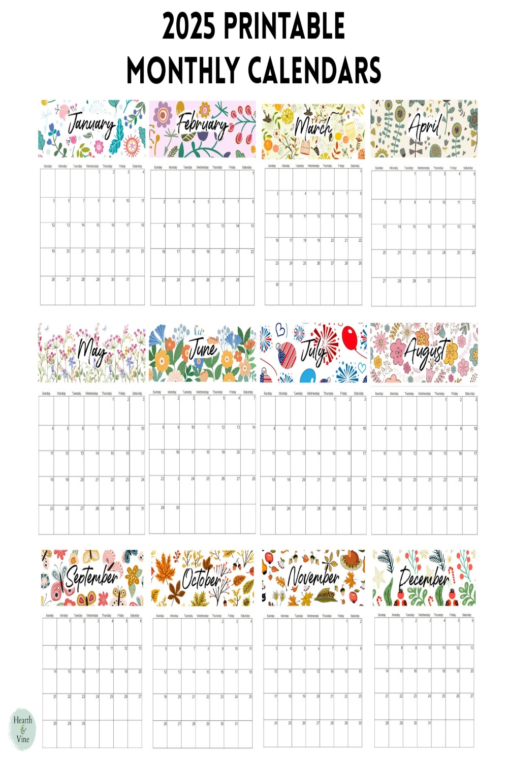 2025 Printable Calendars