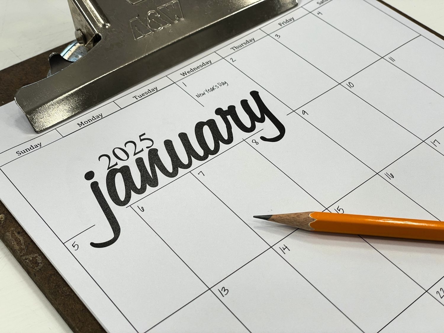 2025 Printable CLIPBOARD CALENDAR PDF File You Make It Simple