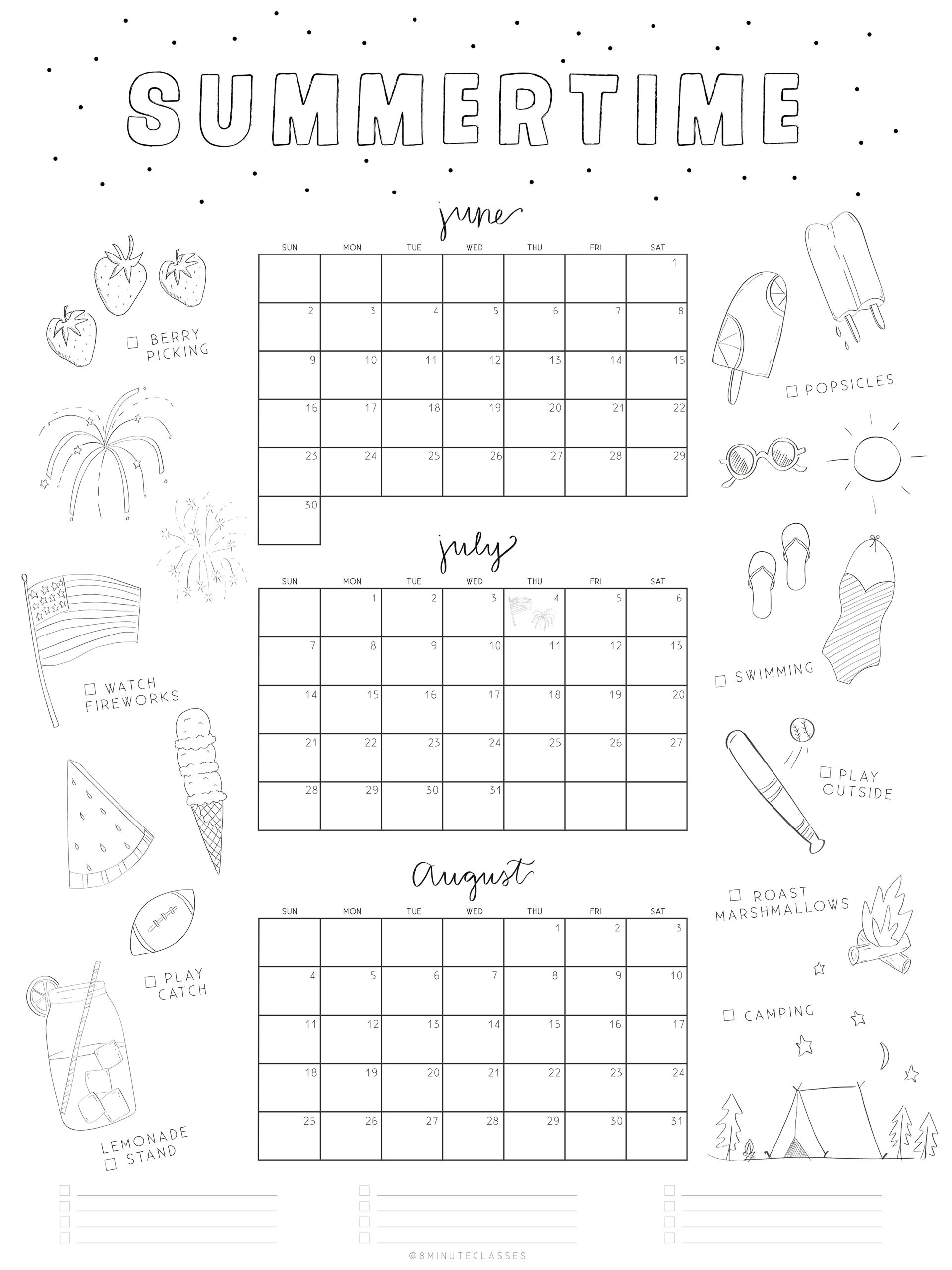 2025 Summer Calendar 8 Minute Classes 2025 Summer Calendar 8 Minute Classes