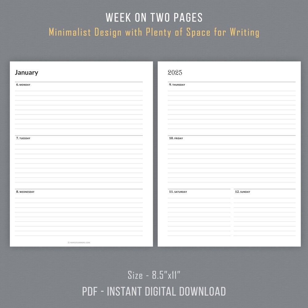 2025 Weekly Planner Printable Sunday Monday Start 2025 Weekly Planner Printable Sunday Monday Start