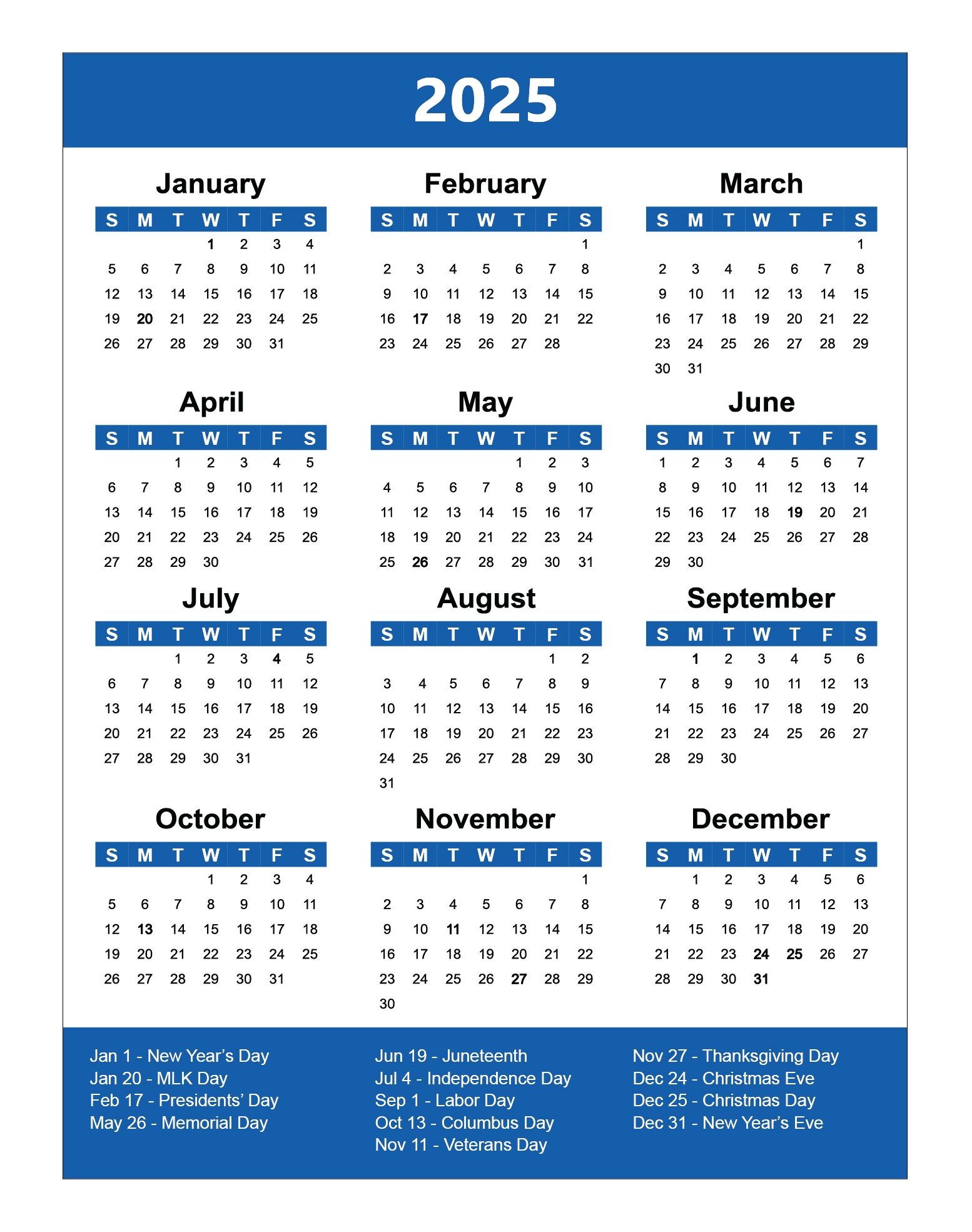 2025 Yearly Calendar Magnet