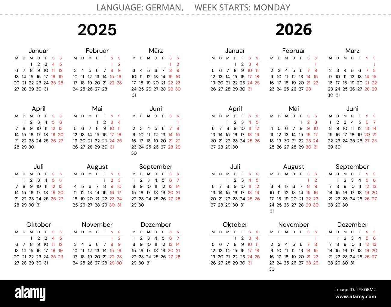 2026 german calendar cut out stock images pictures alamy