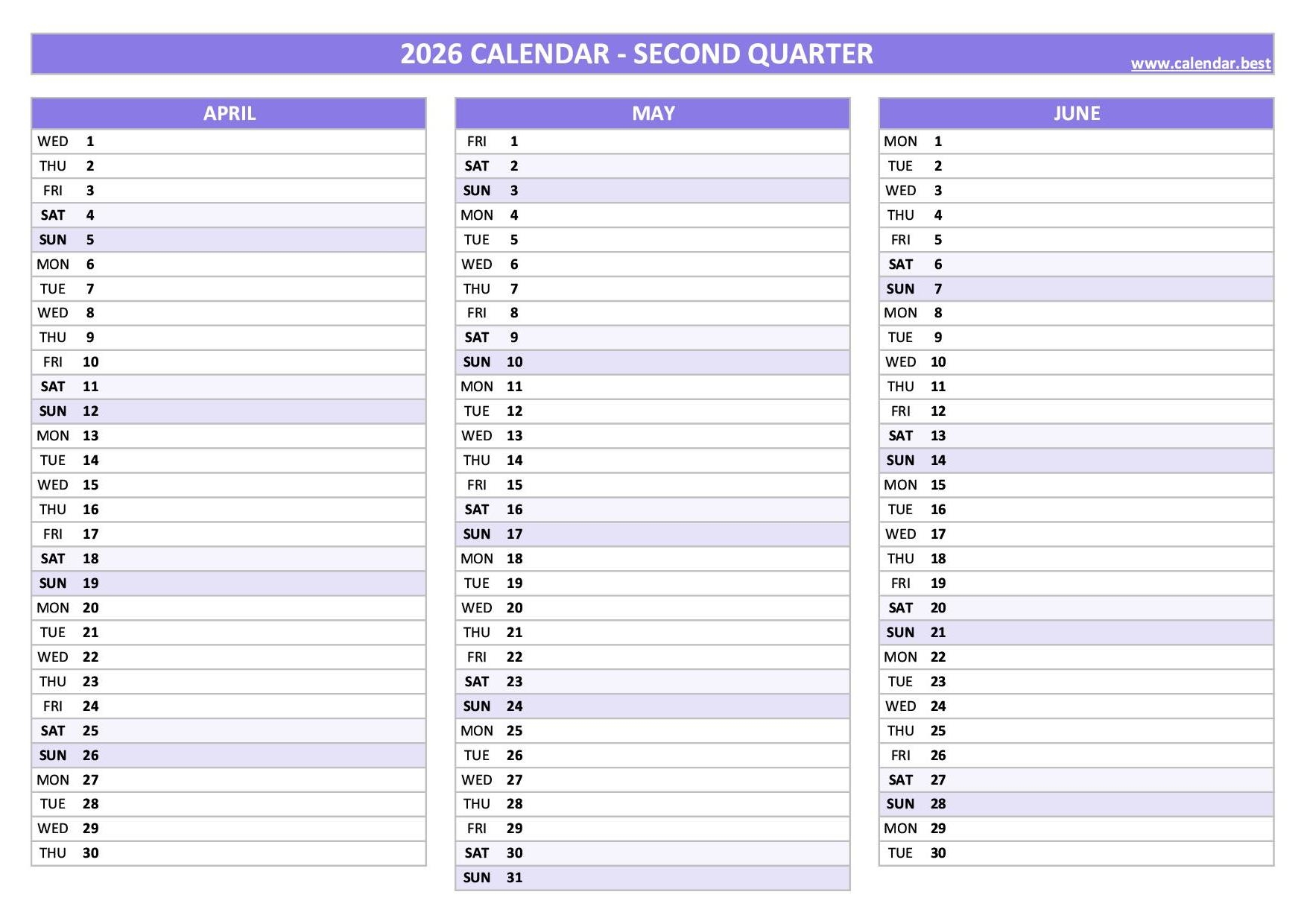 Printable Blank Calendar June 2026