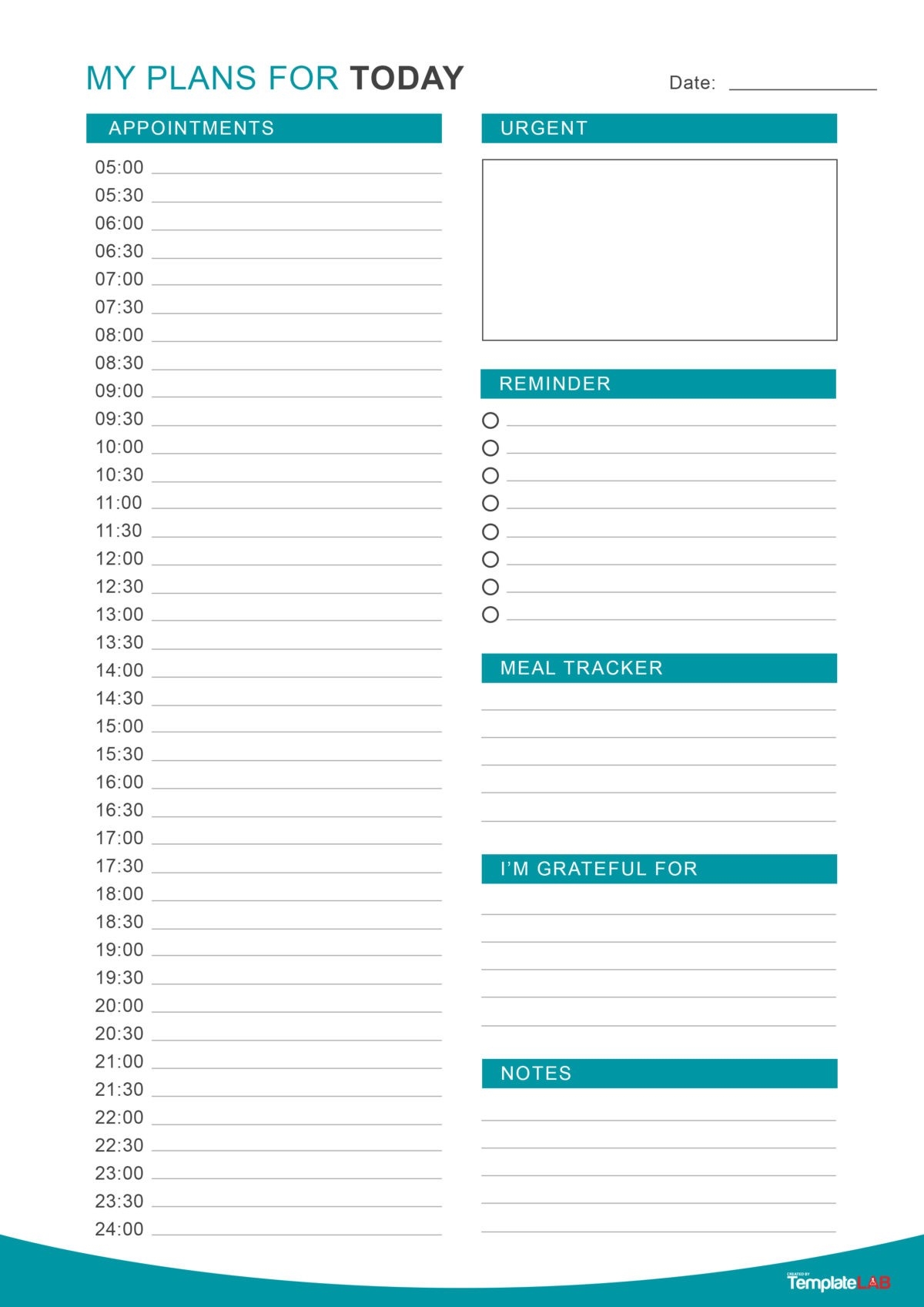 Printable Blank Daily Calendar With Times