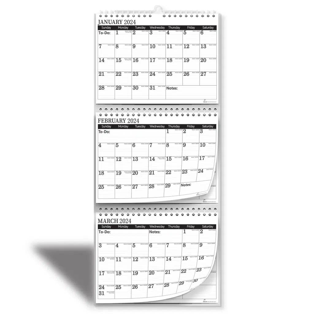 3 Month View Wall Calendar Minimalist 2025 2026 StriveZen