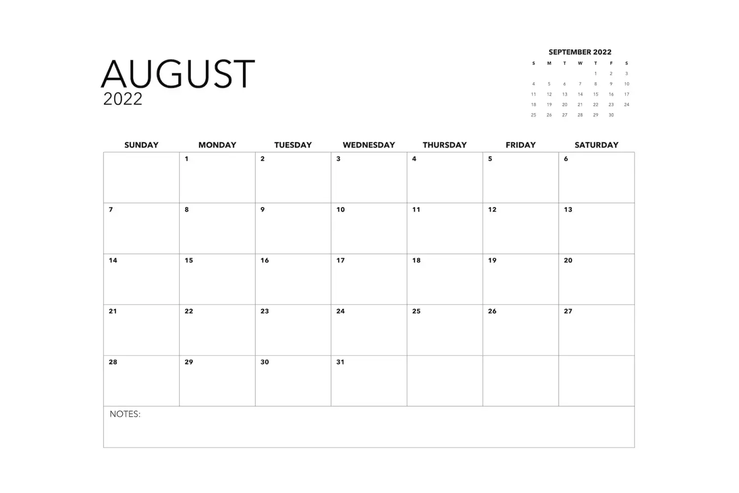 40 Free Printable August Calendars 2022