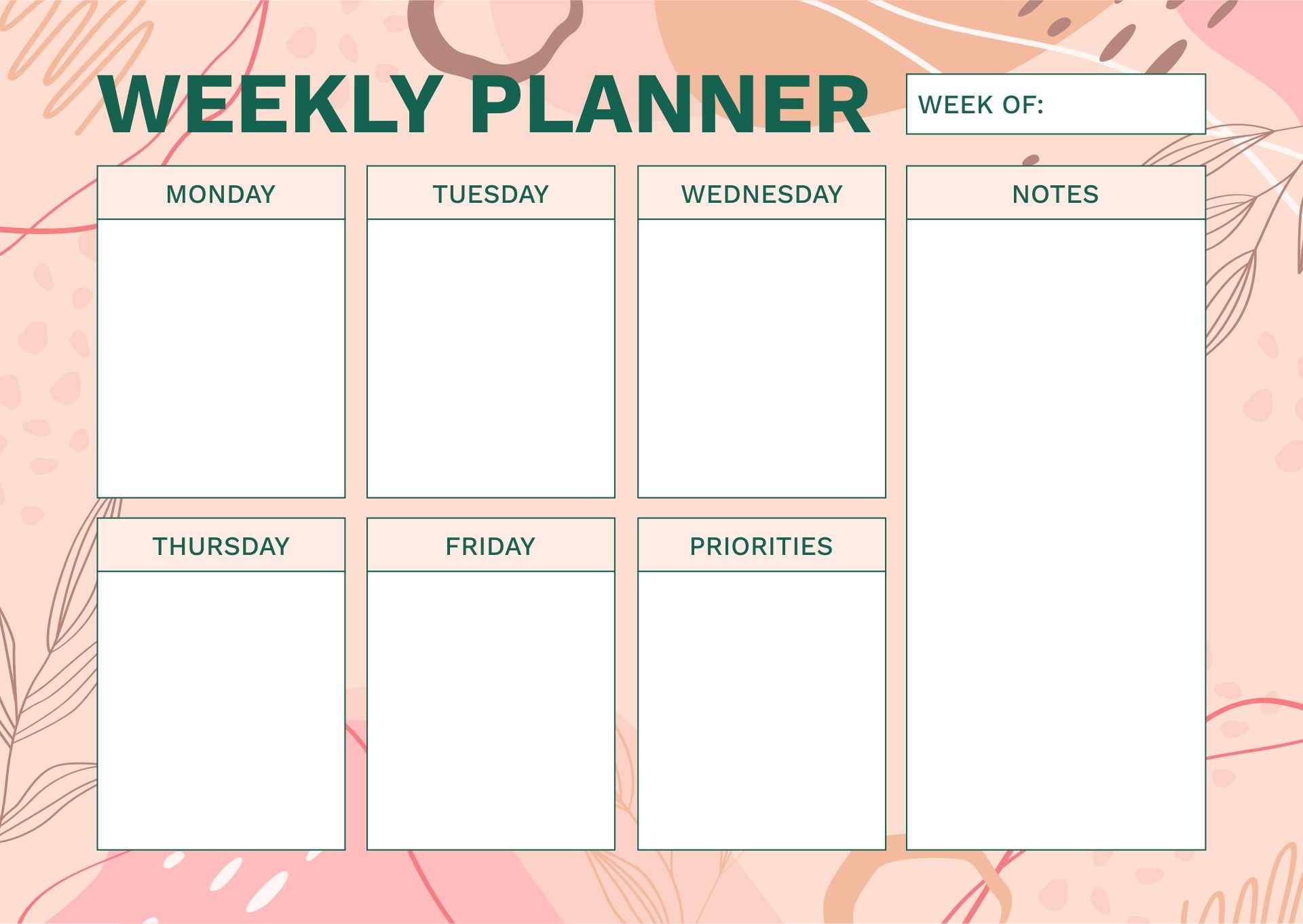 Printable 5 Day Calendar