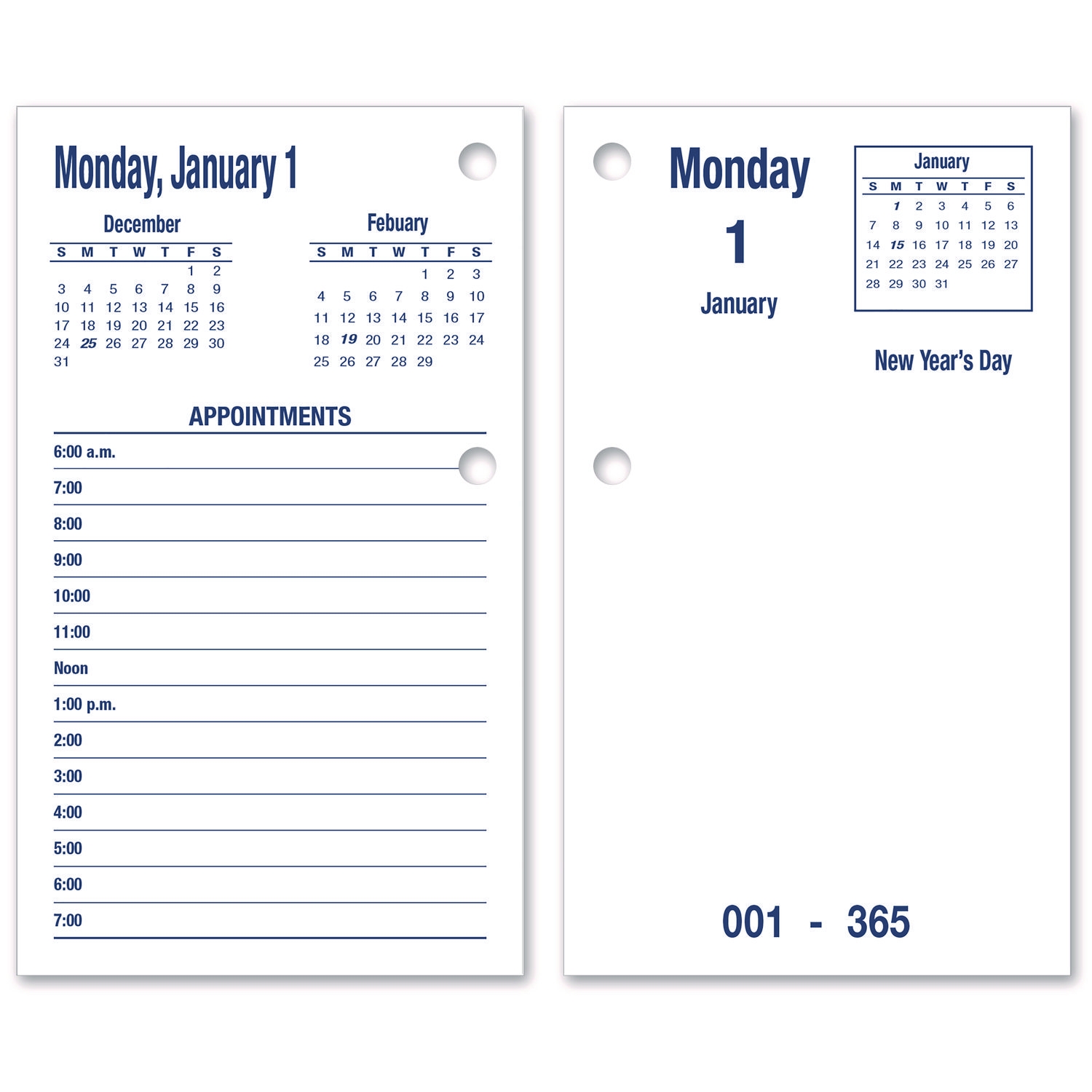 7510016648796 SKILCRAFTDAYMAX Type II Calendar Pad 6 X 3 5 White Blue Sheets 12 Month Jan To Dec 2025 Reliable Paper