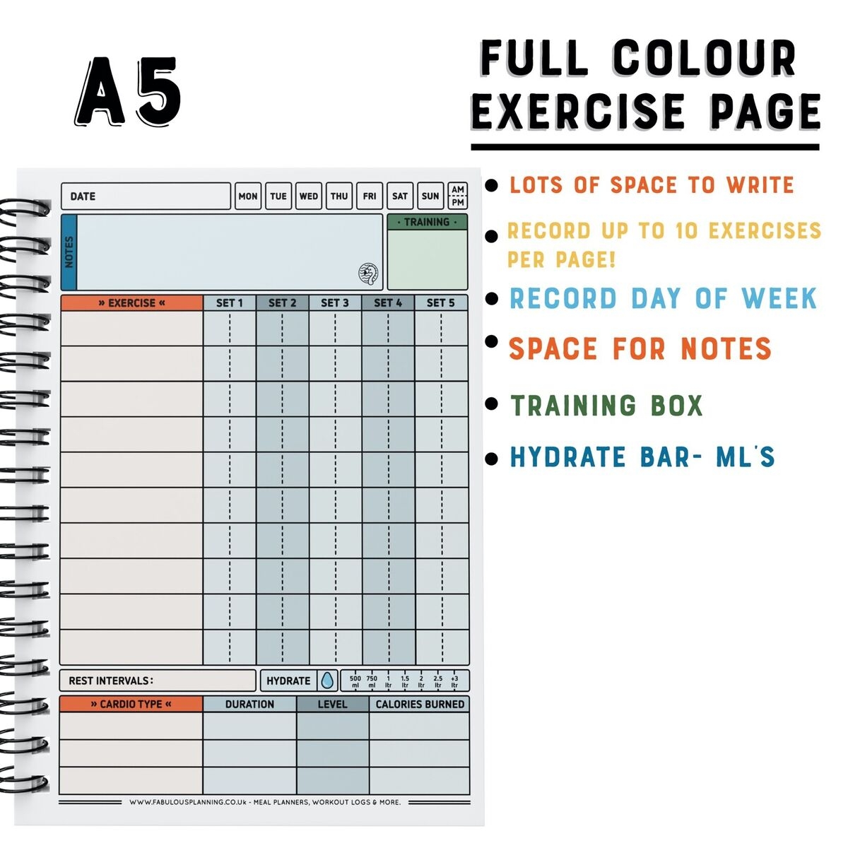 A5 EXERCISE GYM WORKOUT LOG BOOK WEIGHT TRAINING RECORD DIARY REPS LOG EBay