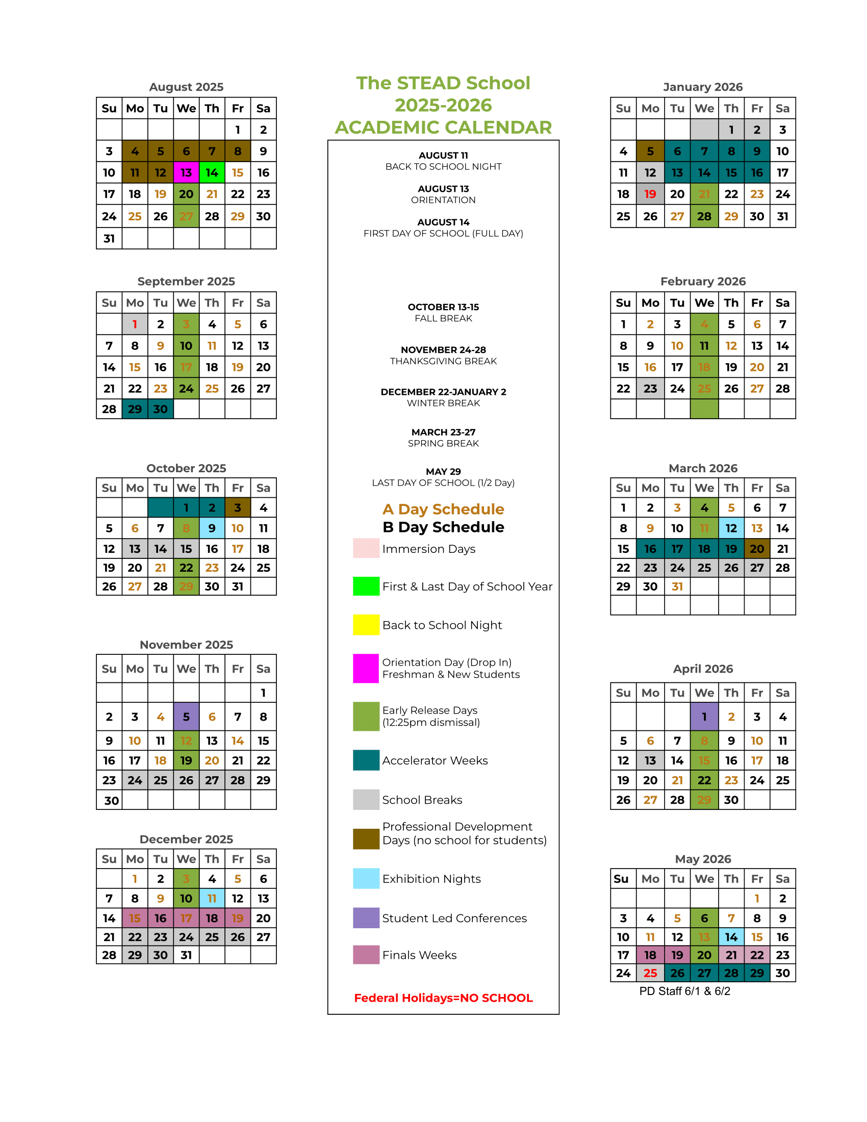 School Year Calendar 25-26 Printable