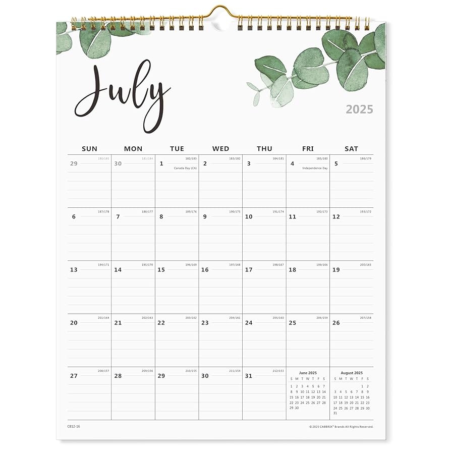 Amazon 2025 2026 Monthly Wall Calendar Runs From July 2025 To December 2026 12 X 15 Inches Twin Wire Binding Perfect For Organizing Planning Office Products