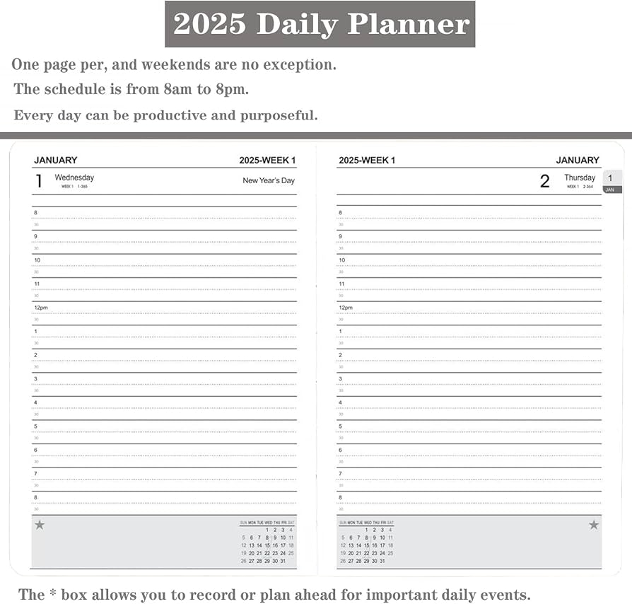 Amazon 2025 Appointment Book 2025 Daily Planner One Page Per Day Jan Dec 2025 Annual Daily Monthly Agenda Planner With Hourly Schedule And Monthly Tabs 5 7 X 8 3 Calendar