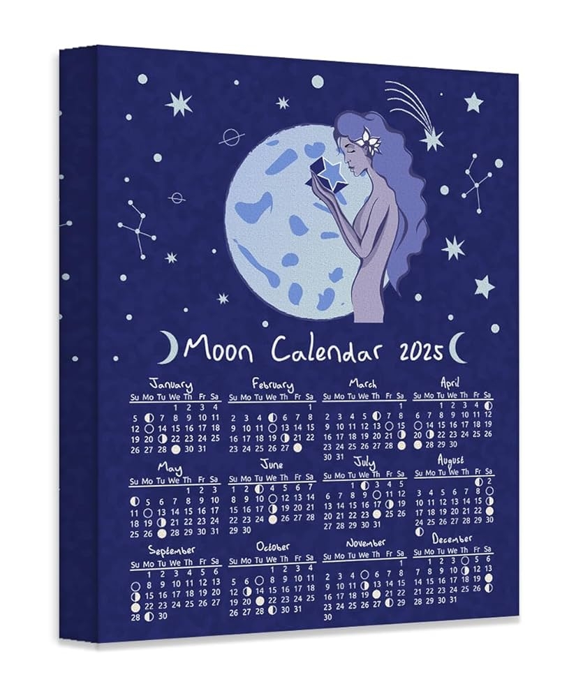 Amazon 2025 Calendar 16x20 Unframed Poster Moon Phases Lunar Poster Astrology Wall Art Celestial Calendar 2025 Moon Cycle Chart Lunar Phase Tracker Whimsical Wall Calendar Zodiac Constellation Art Home Kitchen