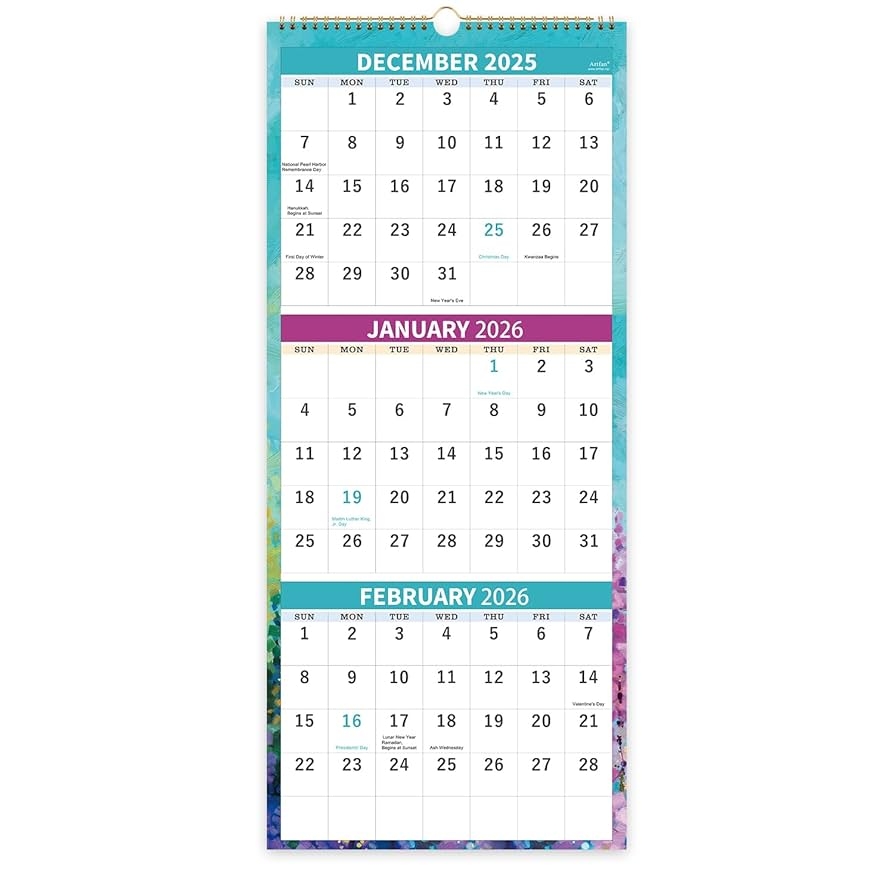 Amazon 2026 Calendar 2026 Wall Calendar Jan 2026 Dec 2026 3 Month Calendar 2026 Display Folded In A Month 11 X 26 3 Month Wall Calendar 2026 Oil Painting Office Products