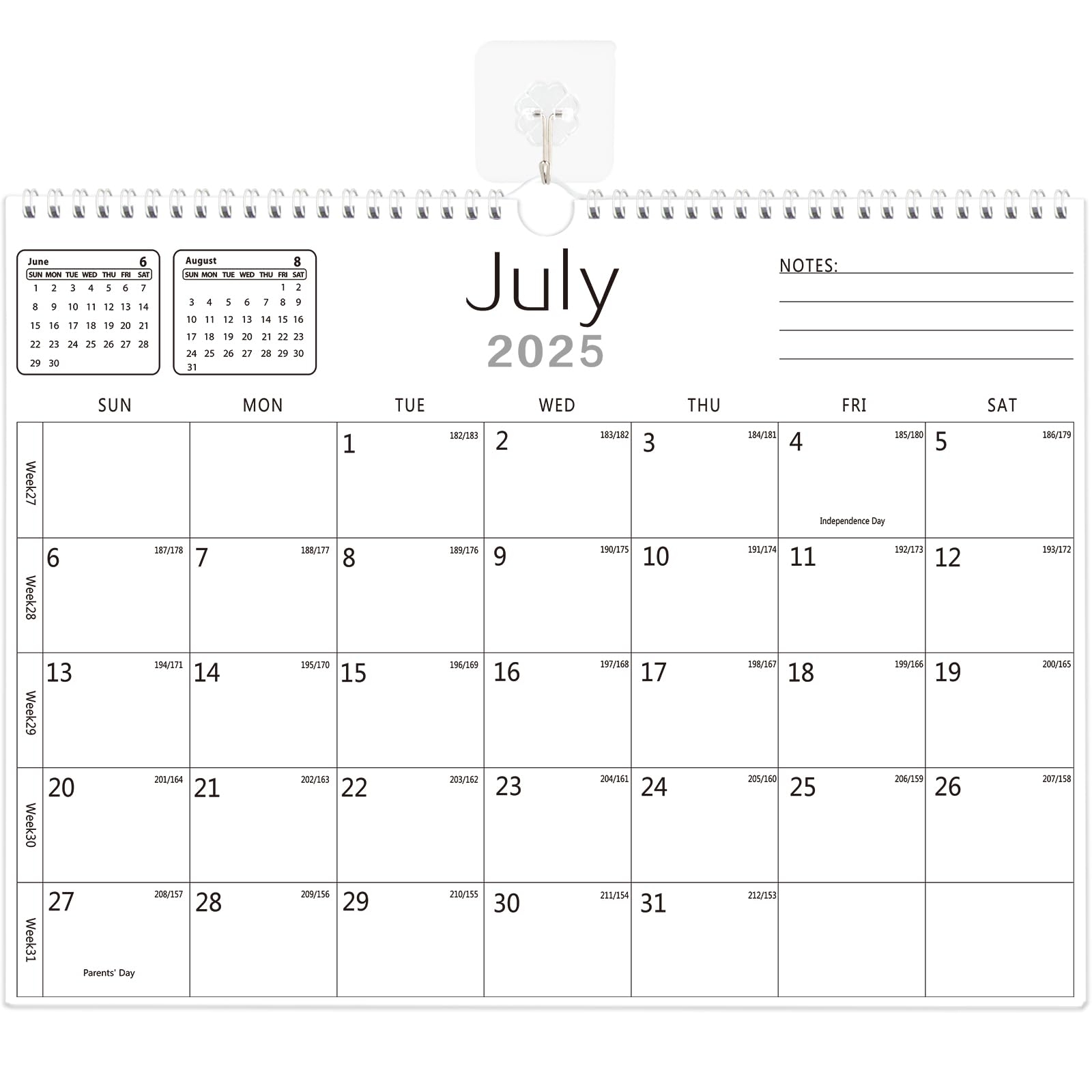 Amazon BHR Wall Calendar Calendar 2025 2026 From July 2025 To December 2026 18 Months Calendars 14 7 Inch 11 Inch Julian Dates For New Year Christmas Gifts Office Products