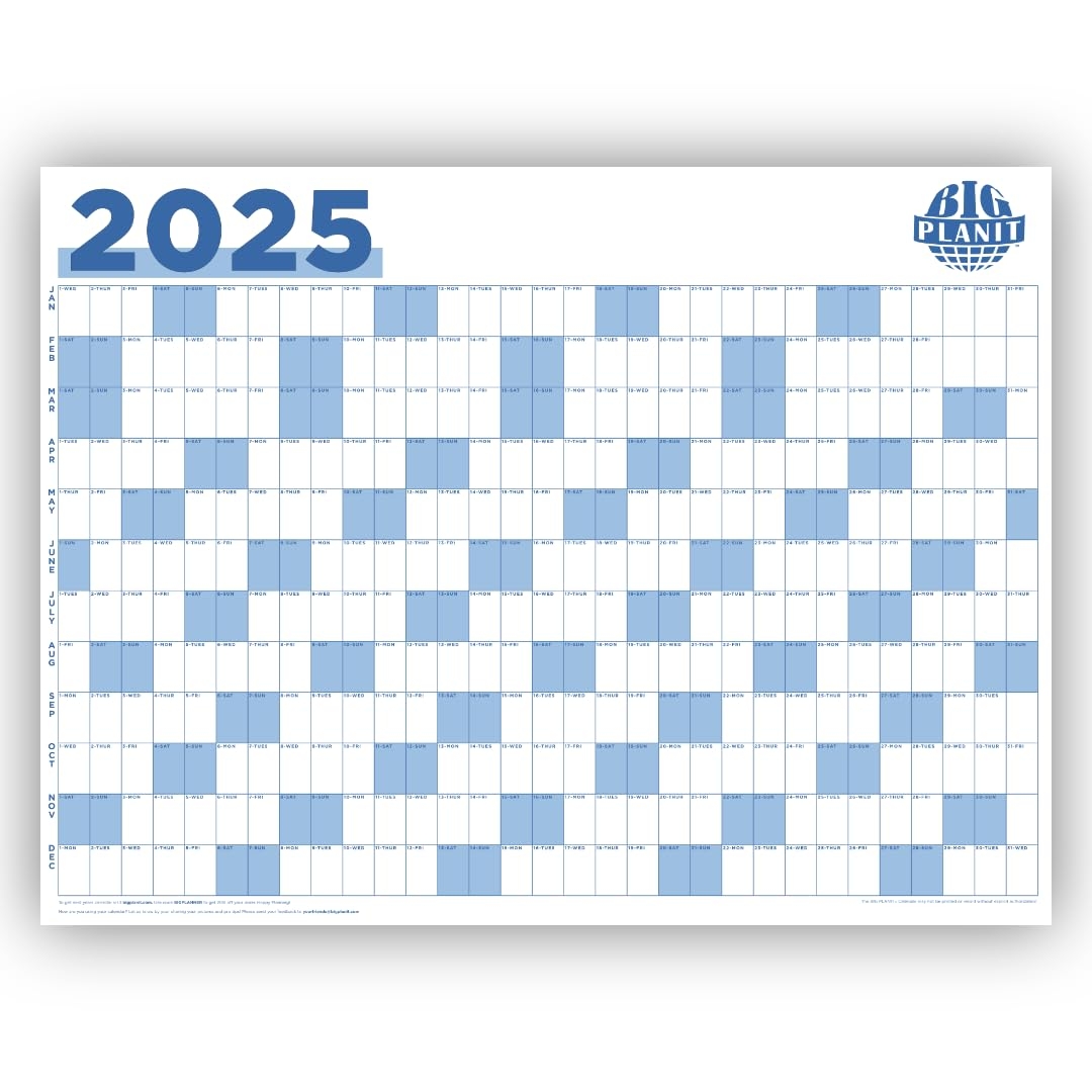 Amazon BIG PLANIT 2025 Wall Calendar 48x36 Inches Durable Paper Extra Large Size Sticky Notes Included Stay Organized With The Ultimate Planner Blue Office Products