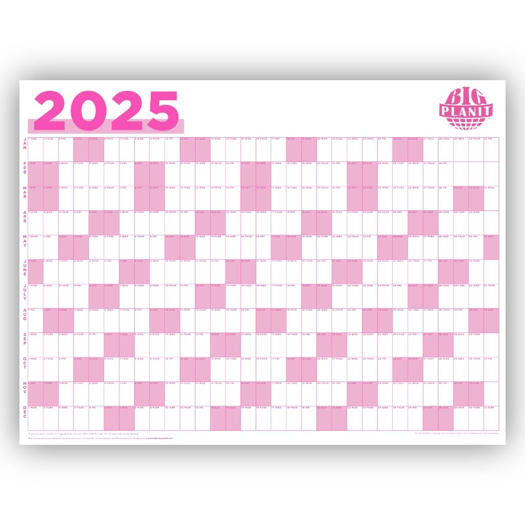 Amazon BIG PLANIT 2025 Wall Calendar 48x36 Inches Durable Paper Extra Large Size Sticky Notes Included Stay Organized With The Ultimate Planner Pink Office Products