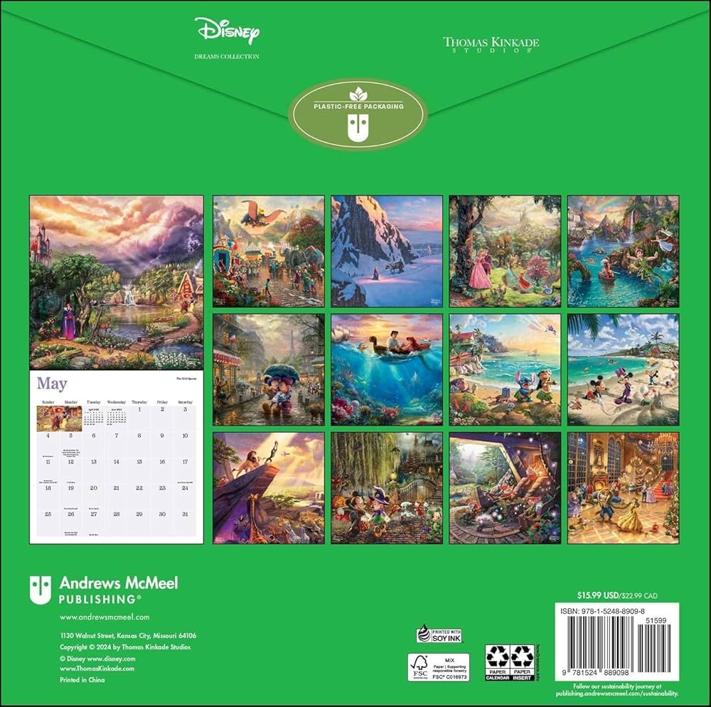 Amazon Disney Dreams Collection By Thomas Kinkade Studios 2025 Wall Calendar 9781524889098 Kinkade Thomas Thomas Kinkade Studios Books
