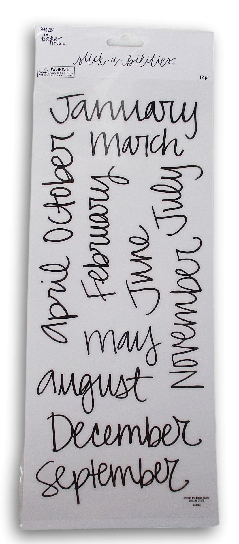 Amazon Handwritten Calendar Month Stickers Black Script Stickers For Scrapbooking Planner Organization More 12 Pieces Office Products