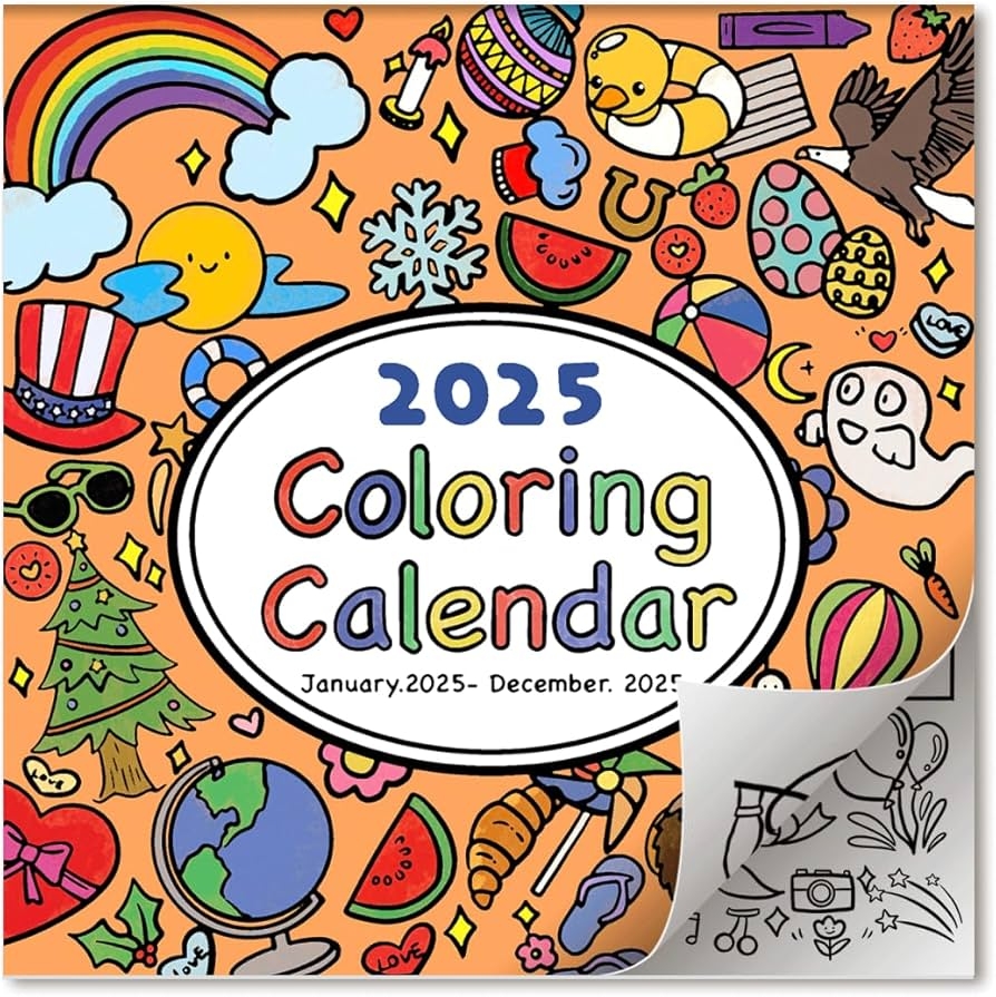 Amazon Himache 2025 Coloring Kids Wall Calendar With Unique Illustrated Images 12 X 24 Open 12 Months Jan Dec 2025 Wall Calendar For Kids Home Schooling Classroom Family Use Office Products