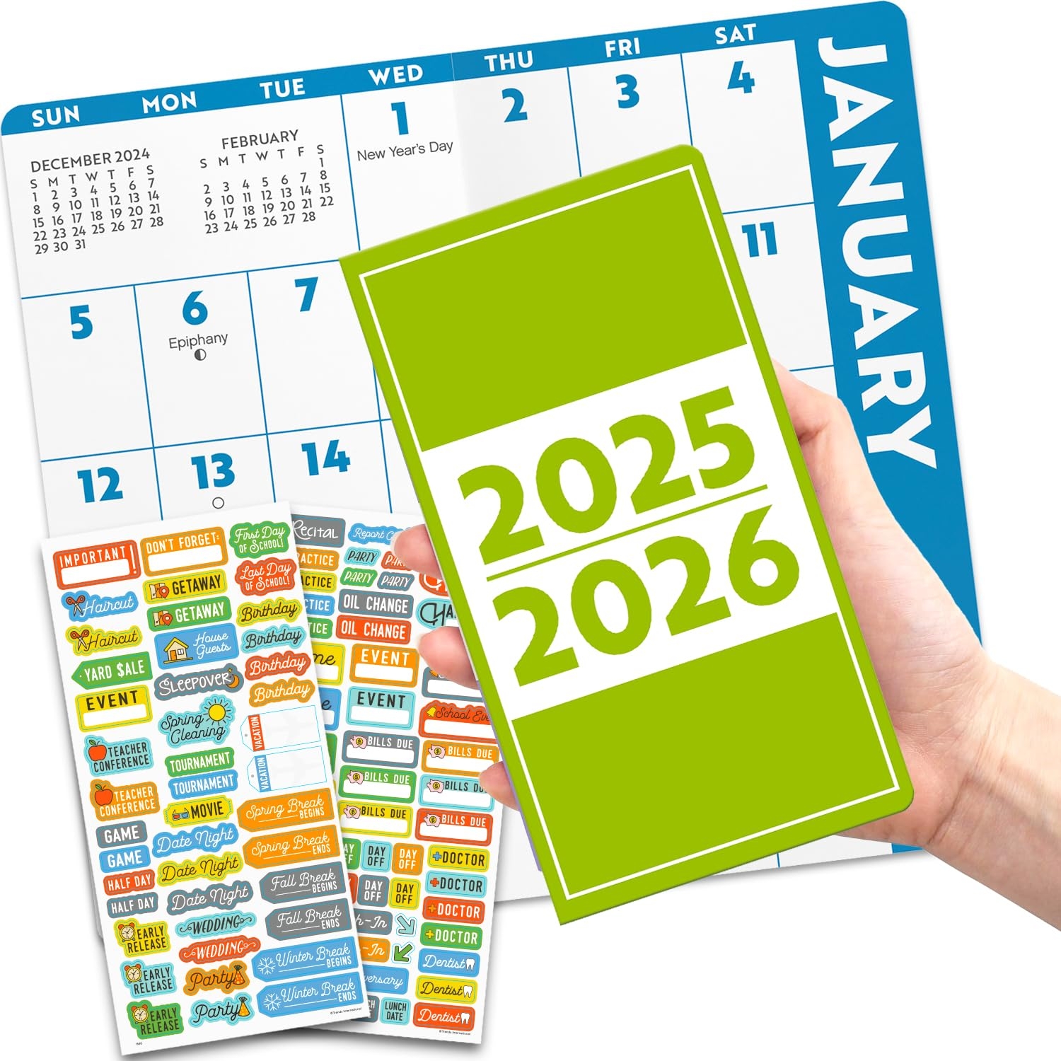 Amazon Large Print Calendar 2025 Deluxe 2025 2026 Large Print Easy To Read Pocket Planner 2 Year Calendar Bundle With Over 100 Calendar Stickers Low Vision Gifts Office Supplies Office Products