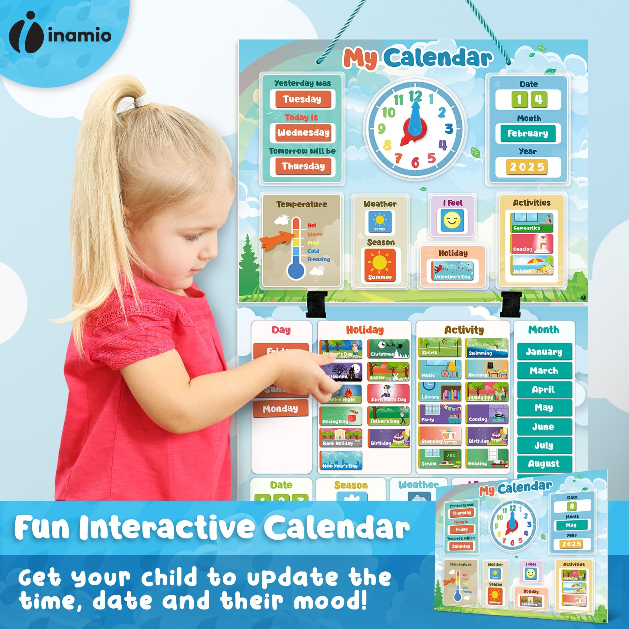 Amazon Magnetic Kids Calendar For Learning Classroom Preschool Magnet Calendar For Kids Days Of The Week Chart For Toddlers Today Monthly And Weather Office Products