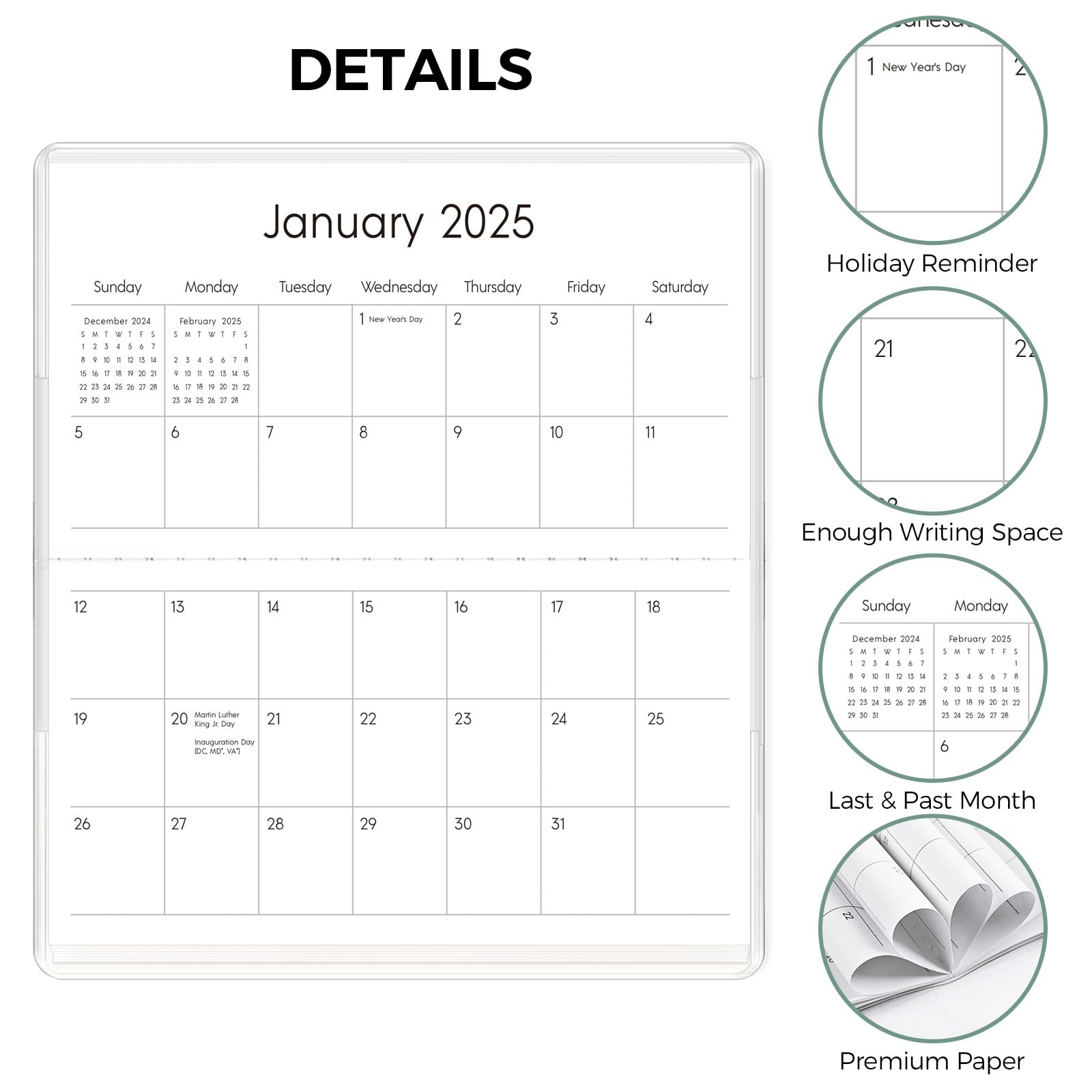 Amazon SKYDUE Pocket Calendar 2025 2026 For Purse 6 5 X 3 5 24 Months Pocket Planner With Soft Waterproof Cover And Premium Paper Green Office Products