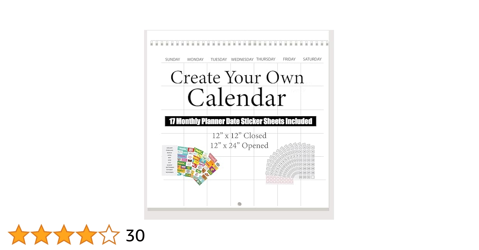 Amazon Spiral Create Your Own Wall Calendar 12 In X 12 In Closed 12 In X 24 Opened Office Products