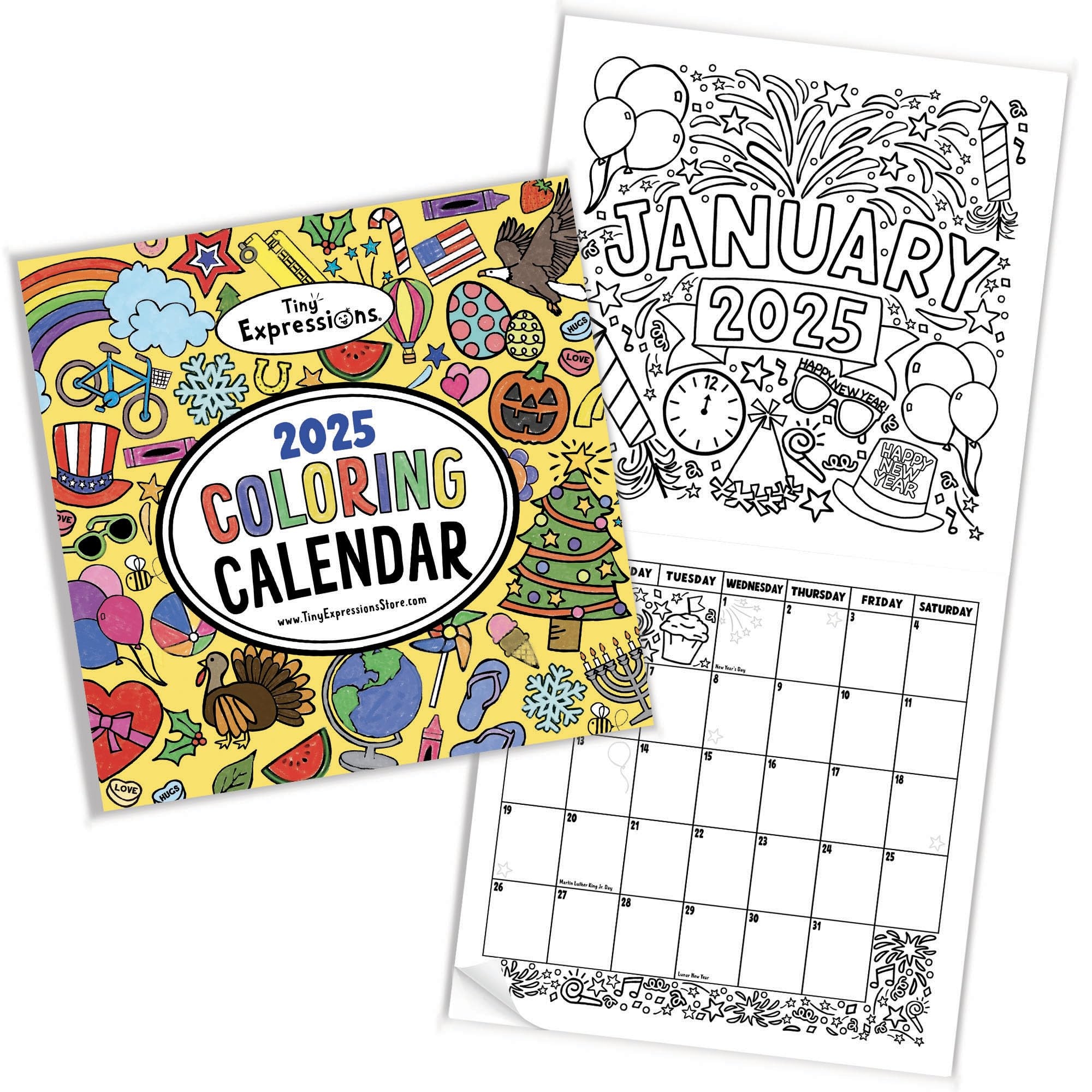Amazon Tiny Expressions Kids Coloring Calendar 2025 12 Month Color Your Own Wall Calendar For Children Boys Girls With Fun Planning Boxes For Daily Weekly And Monthly Tasks Office Products