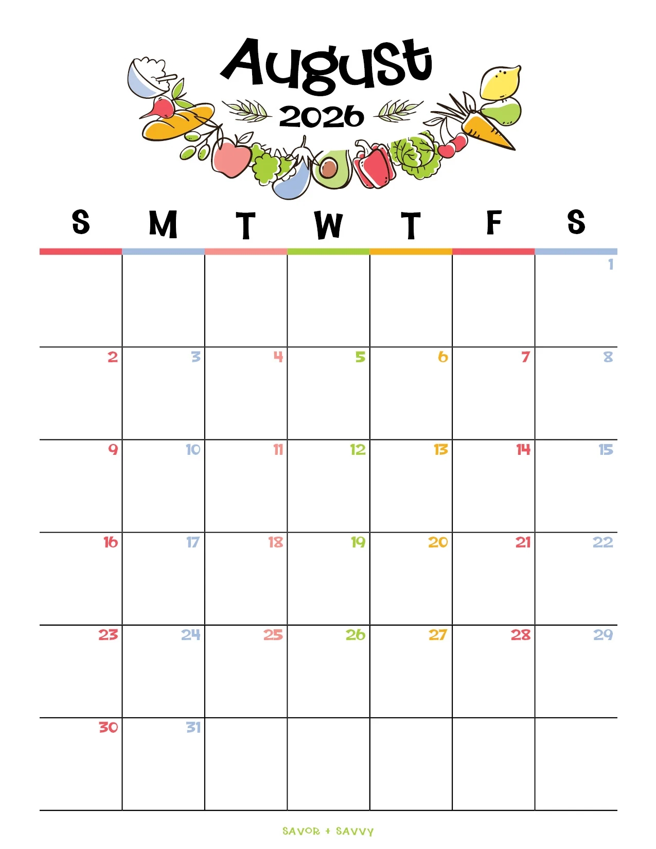 Free Printable Calendar Hourly August 2026