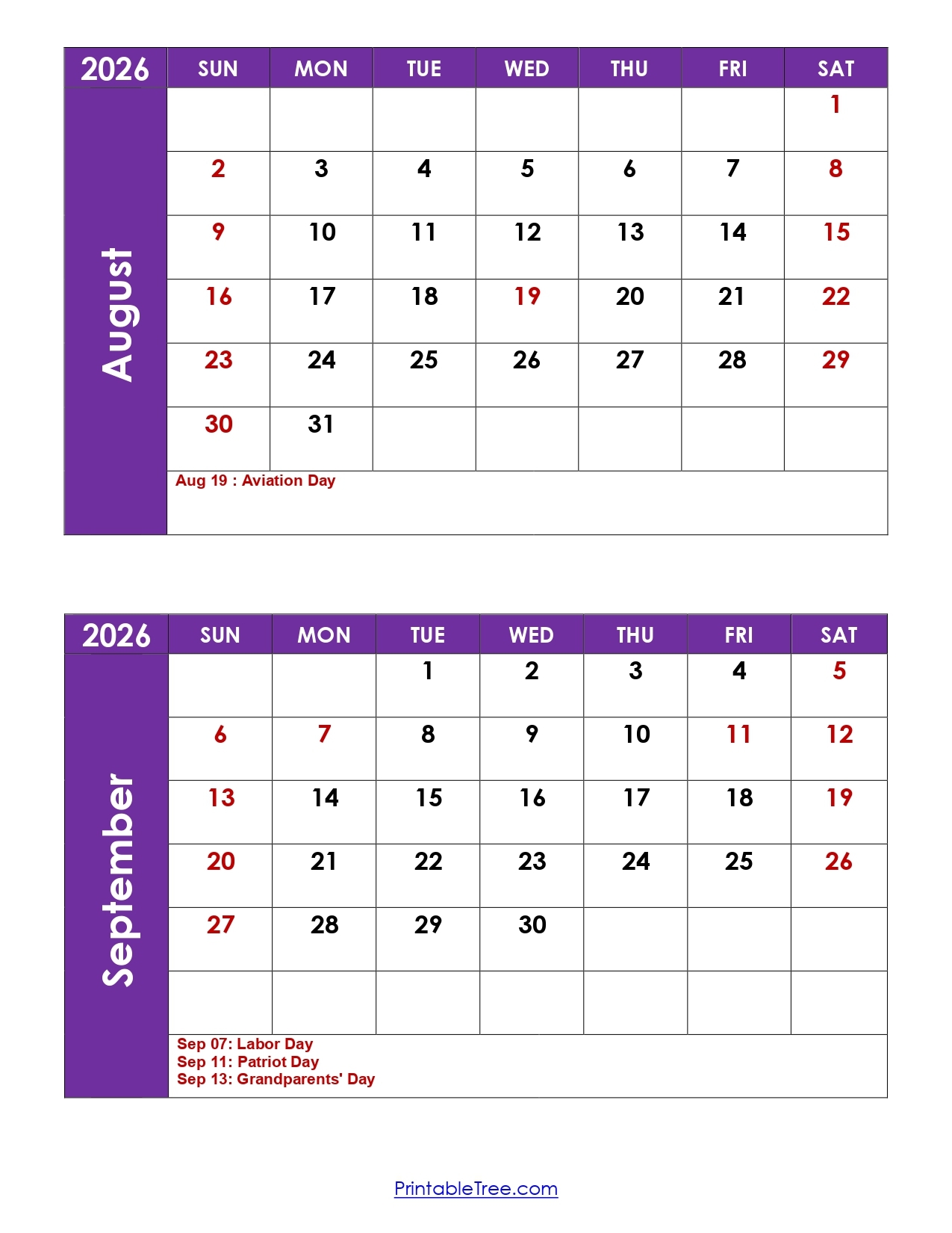 August And September 2026 Calendar Printable PDF 2 Month Calendar Template August And September 2026 Calendar Printable PDF 2 Month Calendar Template