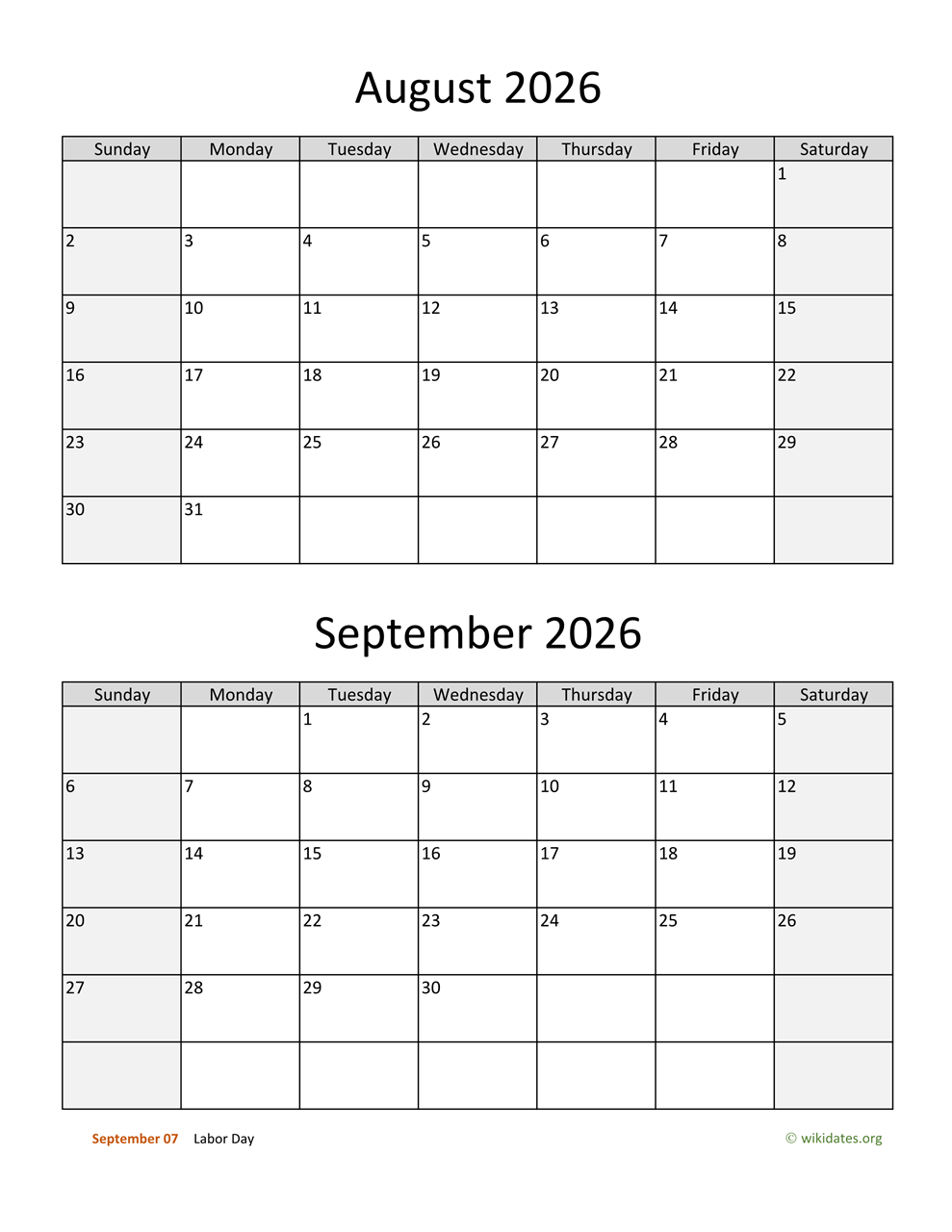 August And September 2026 Calendar WikiDates August And September 2026 Calendar WikiDates
