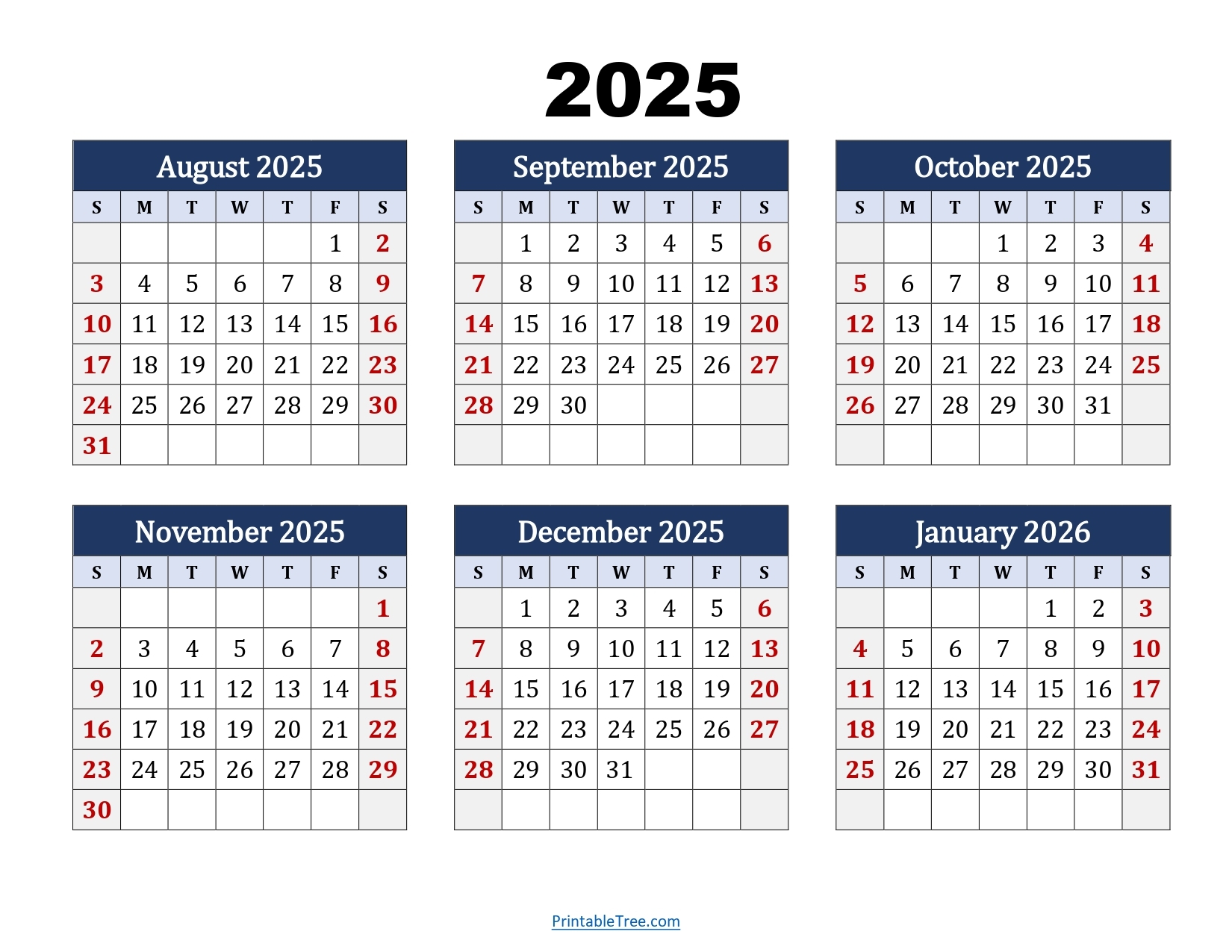 2026 Printable Calendar One Month August 2026