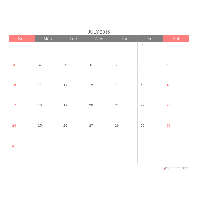Big Letters Big Numbers Monthly Calendar EzCalendars